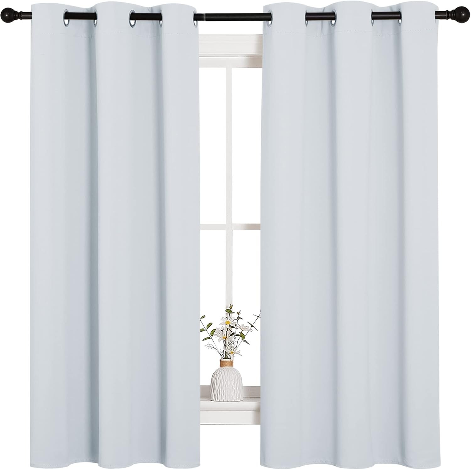 Window Treatment Thermal Insulated 42″W x 63″L (Pack of 2) Greyish White