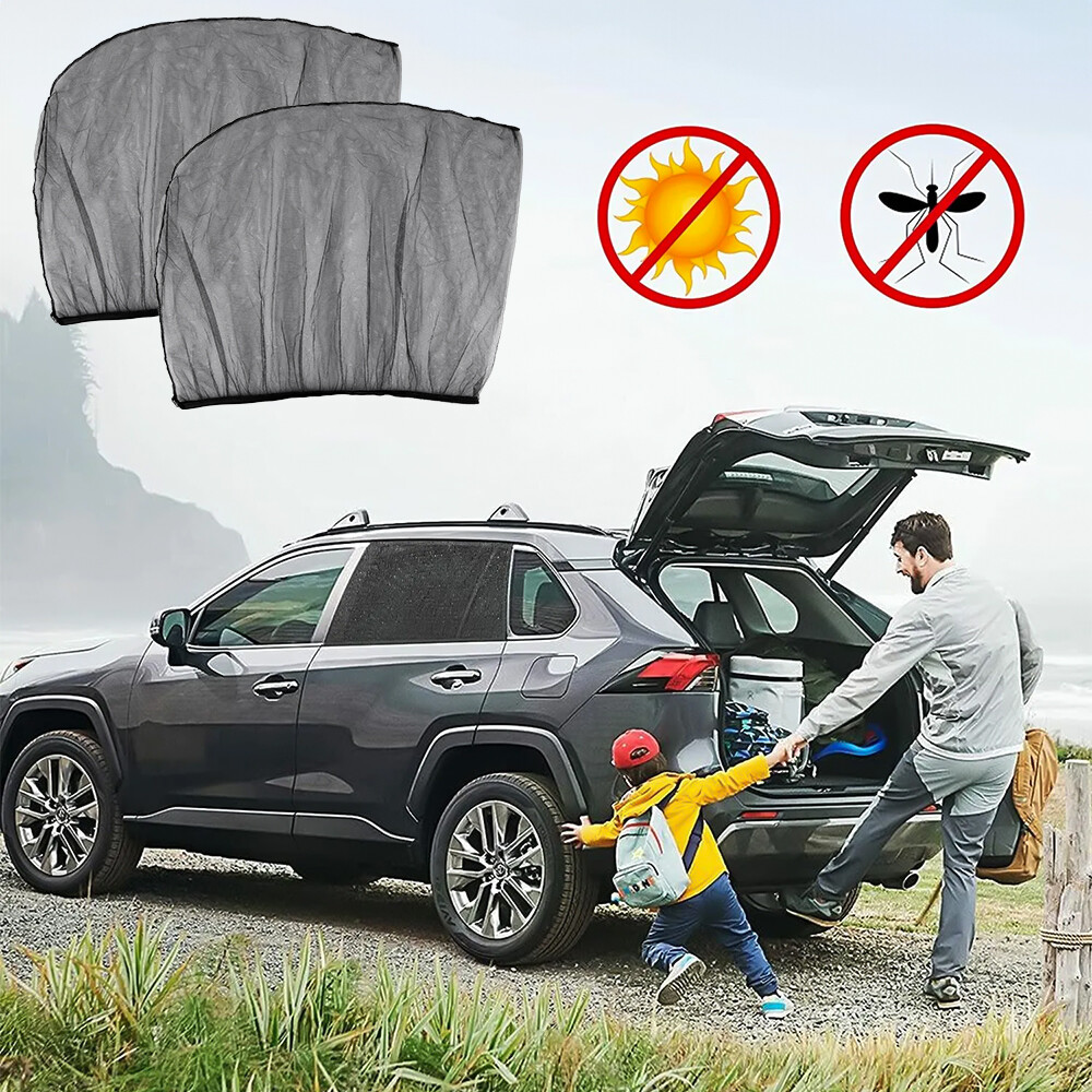 2/4Pcs Car Front Rear Window Mosquito Net Sun Shade UV Protection Mesh for Sedan