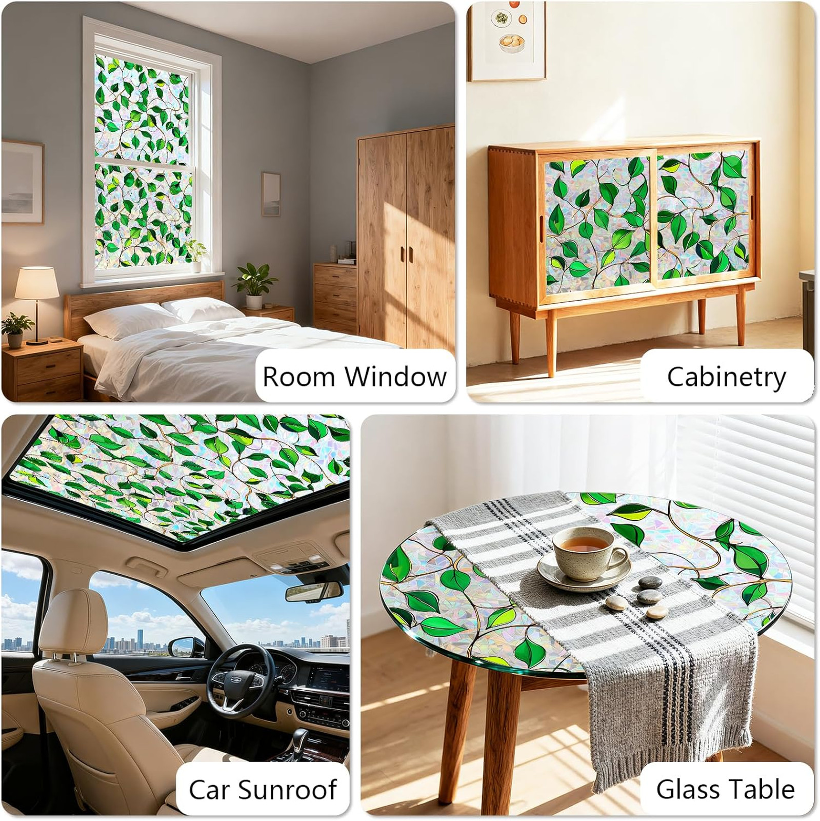 Decorative Window Film Rainbow Stained Glass Privacy Clings Sun Blocking Vinyl