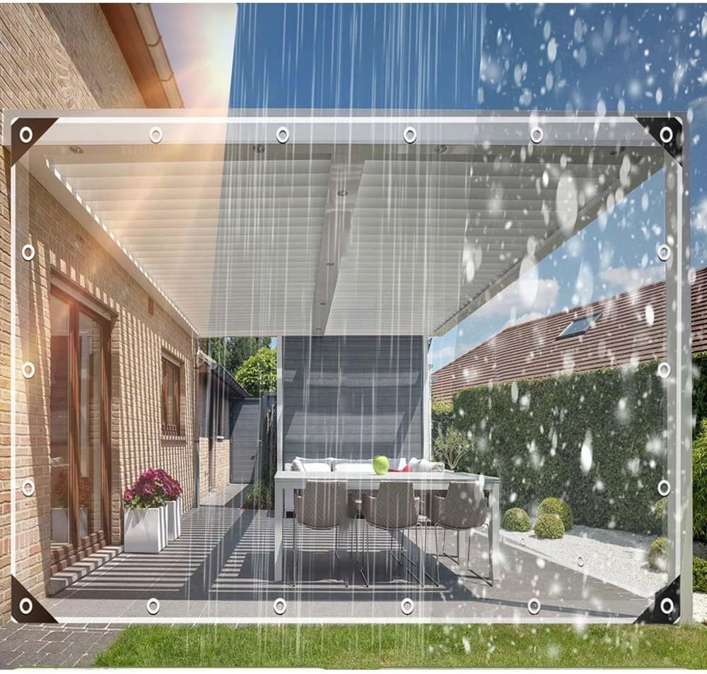Clear Tarp Patio Enclosure Waterproof PVC Curtains Gazebos W/ Double Zip