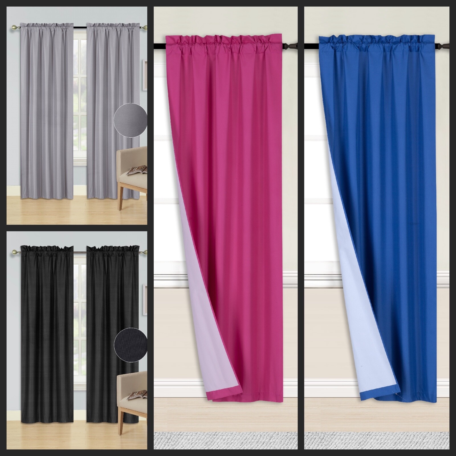 R64 1 SET WHITE LINER ULTIMATE BLACKOUT WINDOW CURTAIN TREATMENT THERMAL panels
