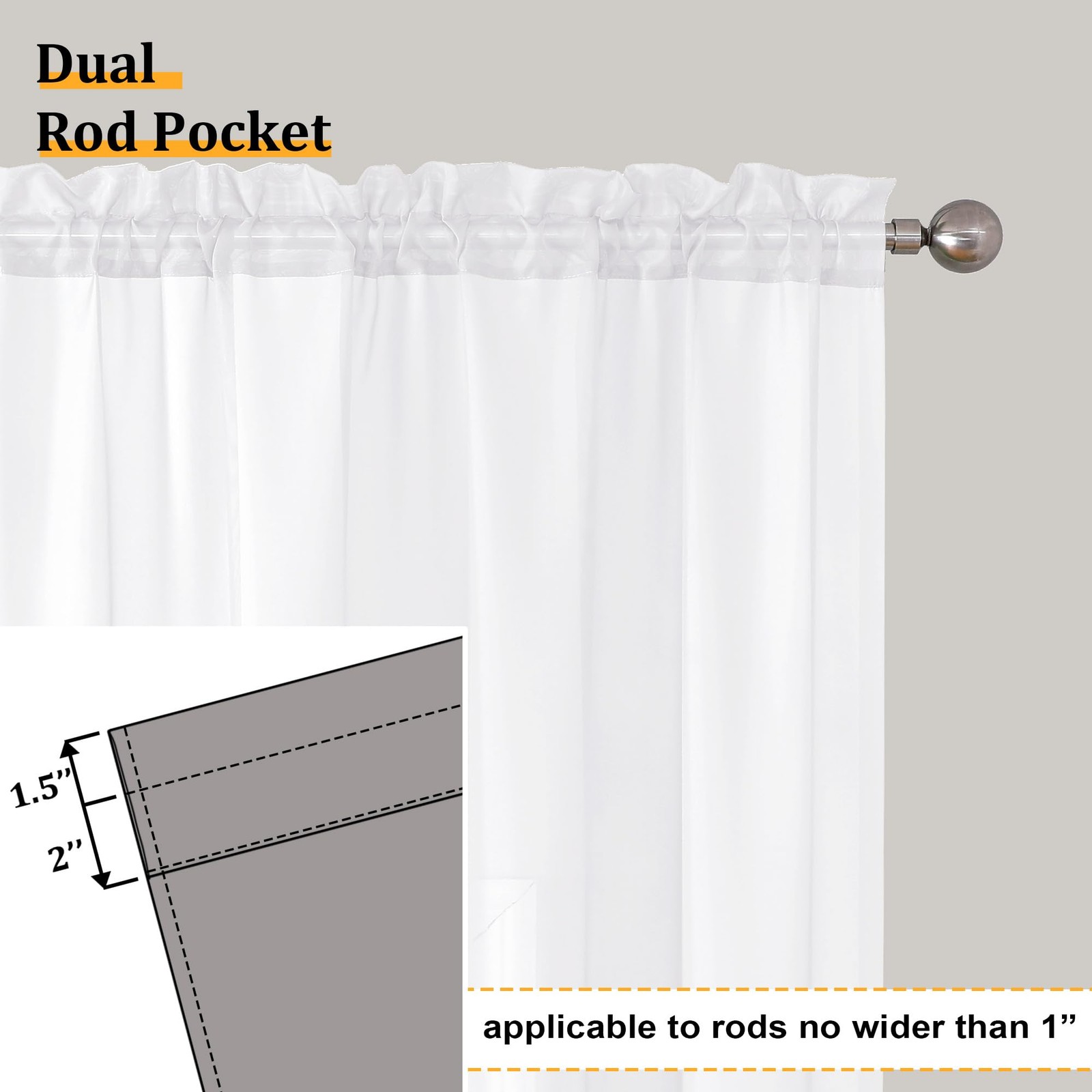 Aiyufeng White Sheer Curtains 54 inch Length 40″W x 54″L (Pack of 2),