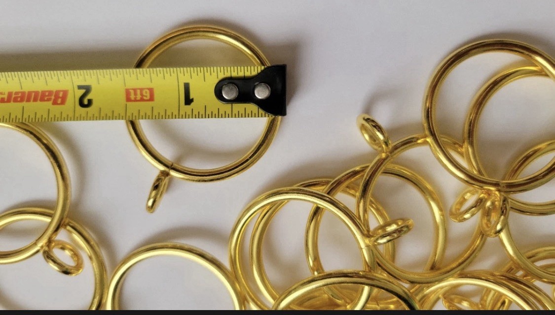 58pcs 1.25 Inch Metal Curtain Hook Rings Gold with Pin-on Hooks