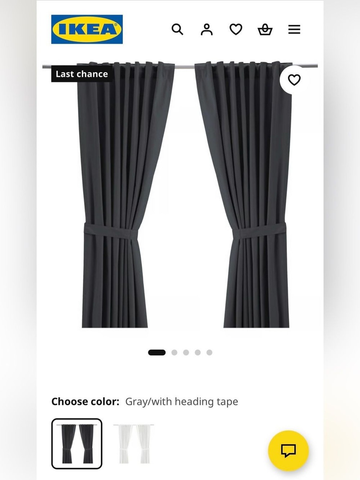 IKEA Ritva 58×98 Gray Cotton Curtain Panels, Set of 4