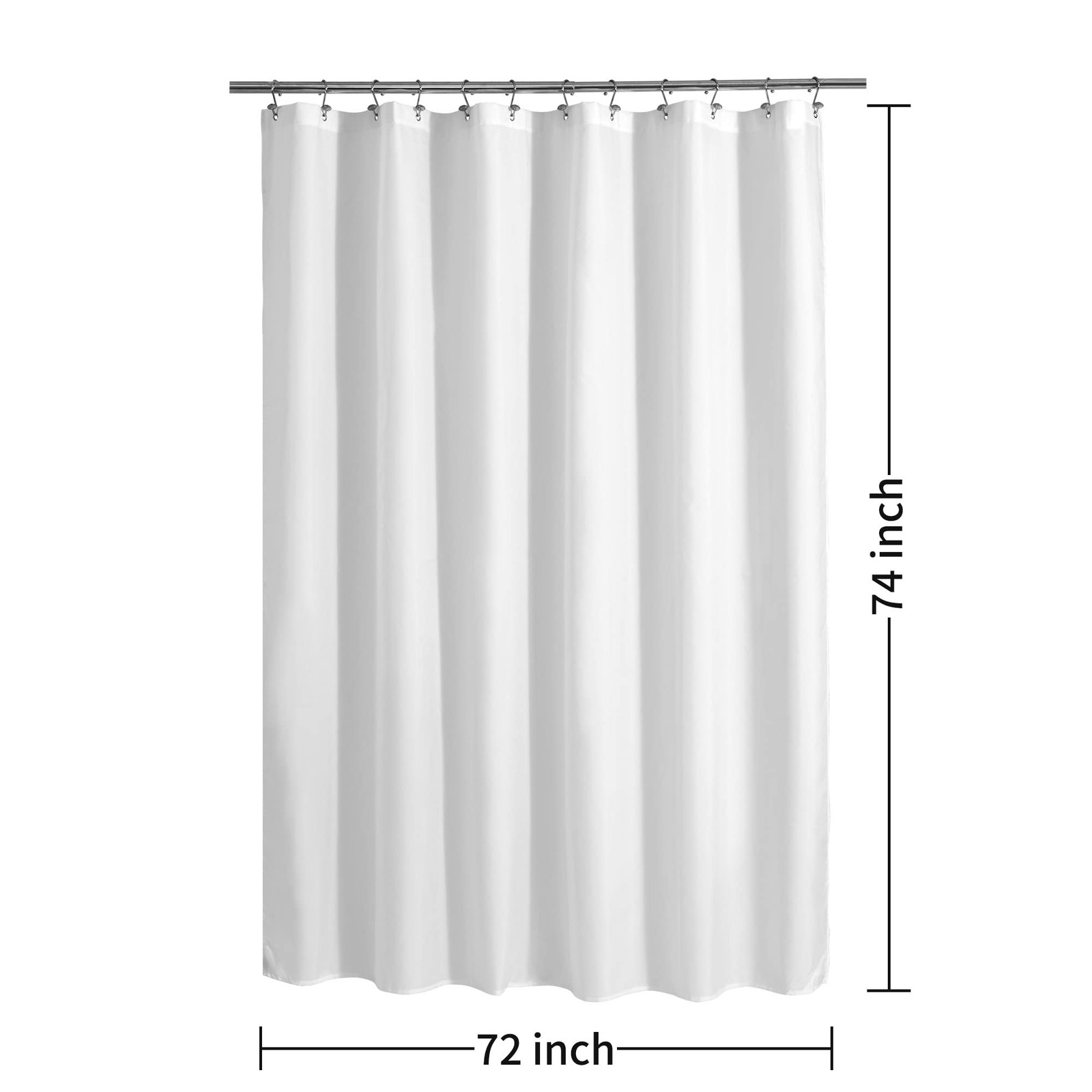 ALYVIA SPRING Long Fabric Shower Curtain Liner 72″W x 74″L (Pack of 1), White