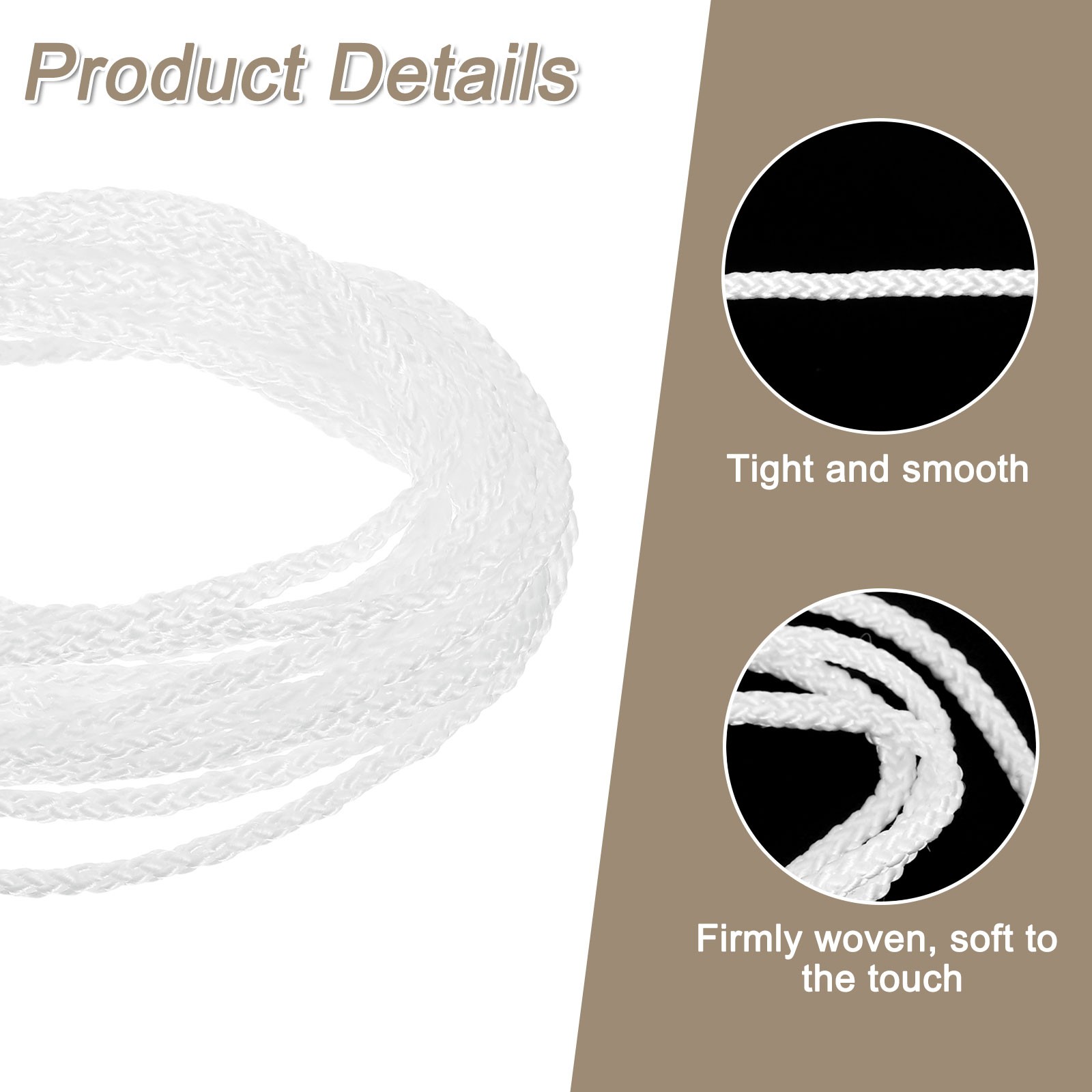 Cord Loop for Window Shades, 2.5mm 8Ft Window Blind Looped String, White