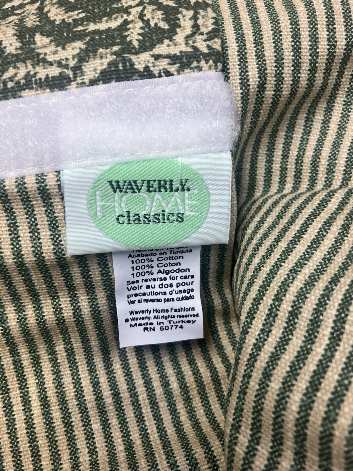 2 Waverly French Door Panel Green Fernwood Vintage Fern 26 x 68 Ticking Back New