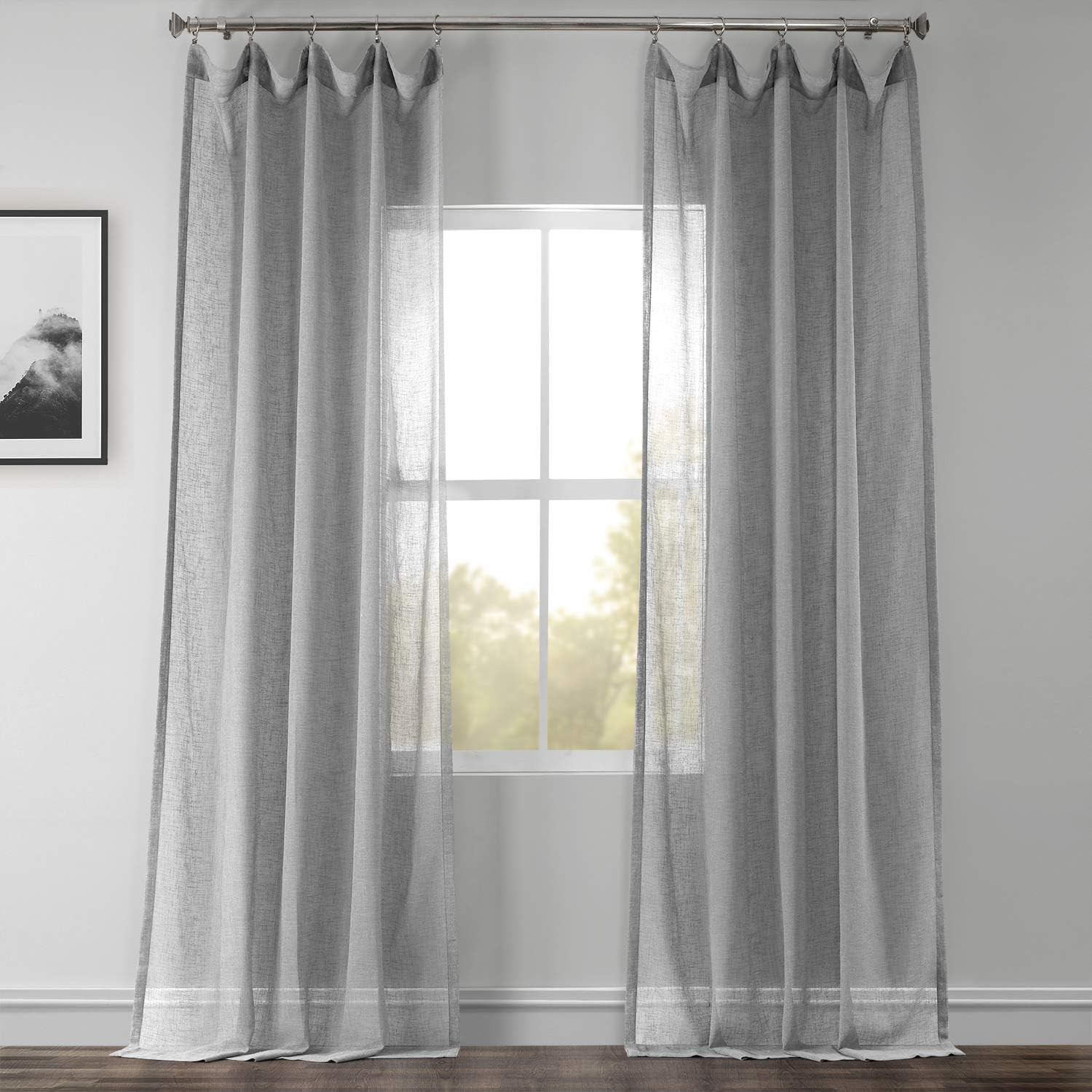 Linen Sheer Curtains 108 Inches Long Linen Curtain for Bedroom & Living Room (1