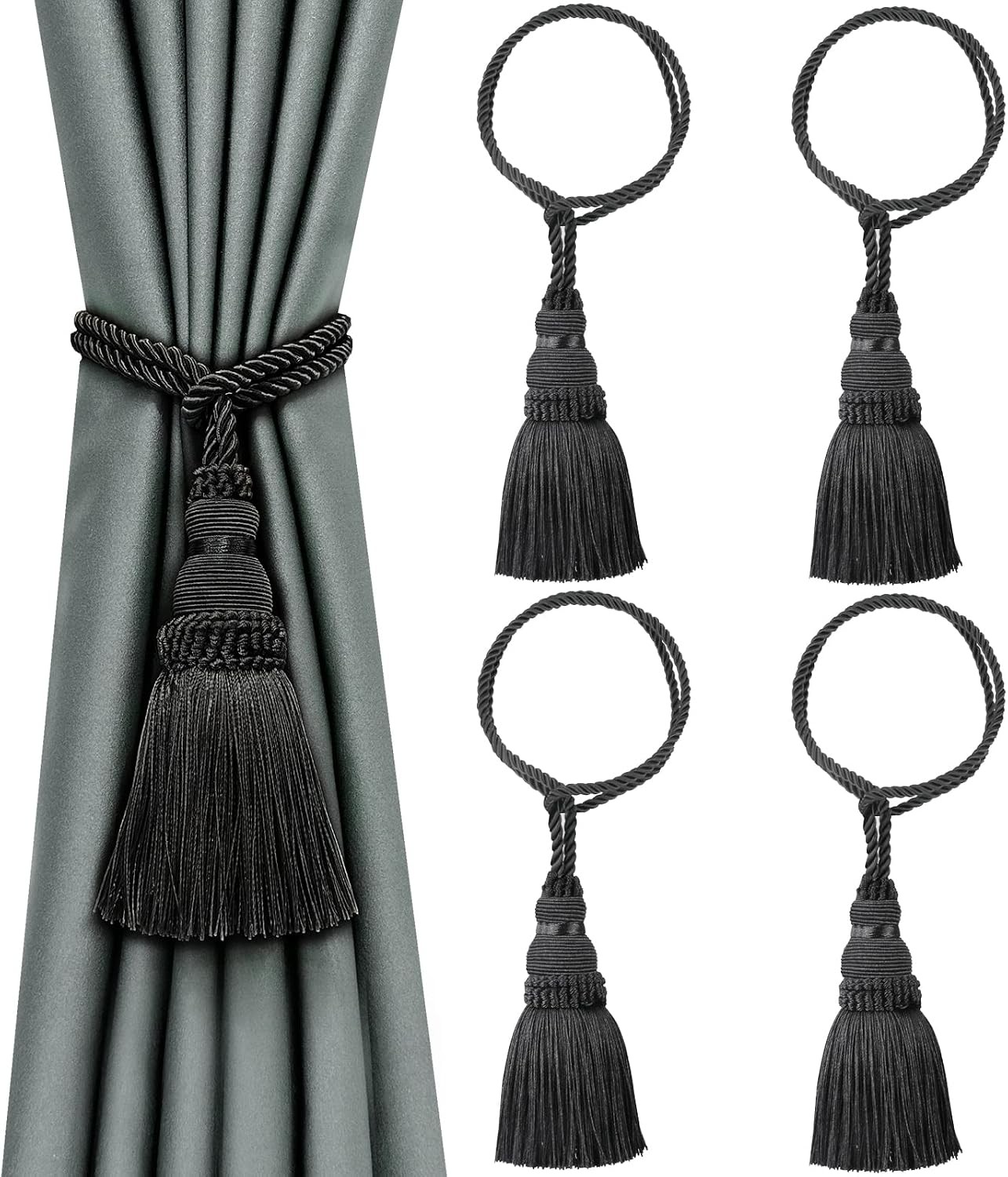2 Pack Curtain Tie Backs Rope Tassels for Curtains Drape tiebacks Handmade Outdo