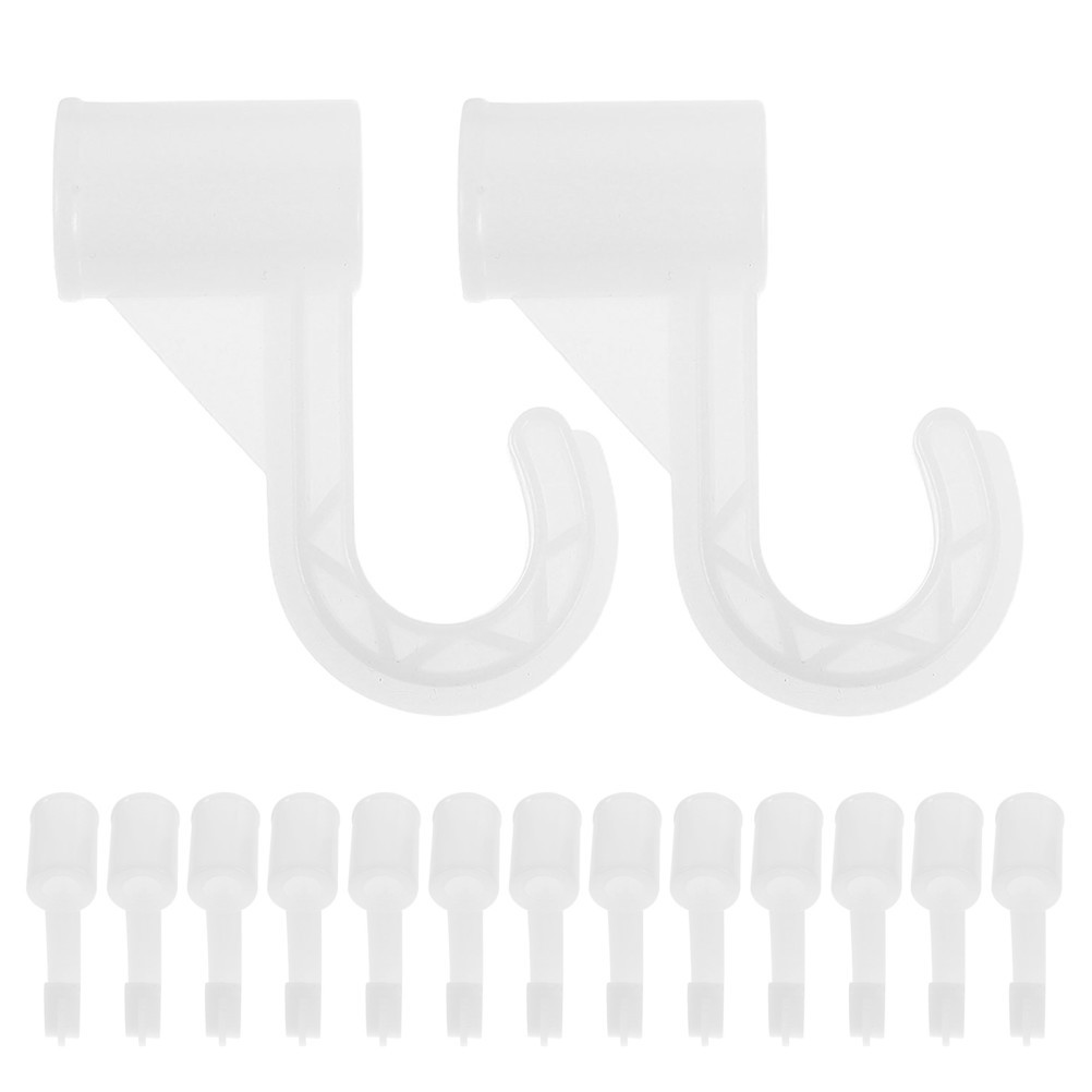 15Pcs Plastic Closet Hanging Rod Support Hooks White for Wardrobe Organization