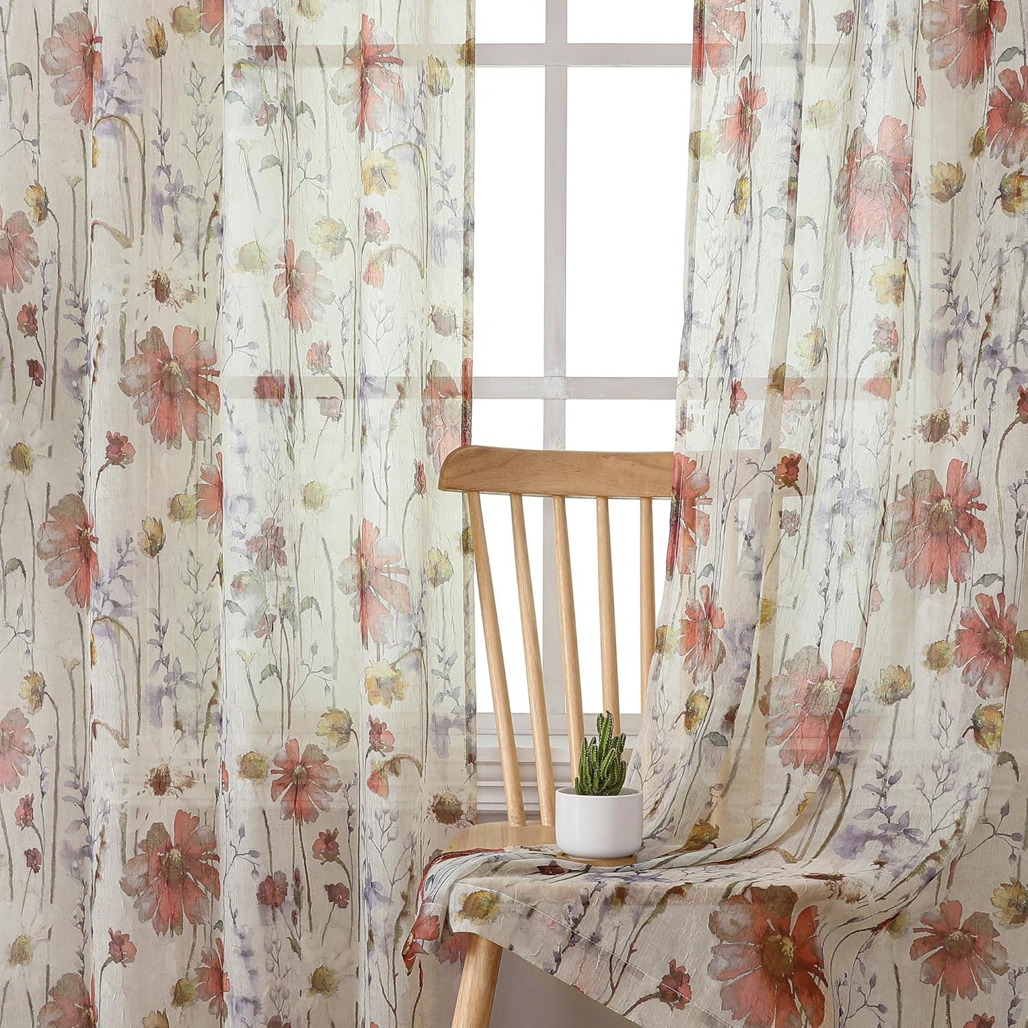 Crushed Kitchen Window Curtains 45 Inches Length 2 Panels Elegant Farmhouse New