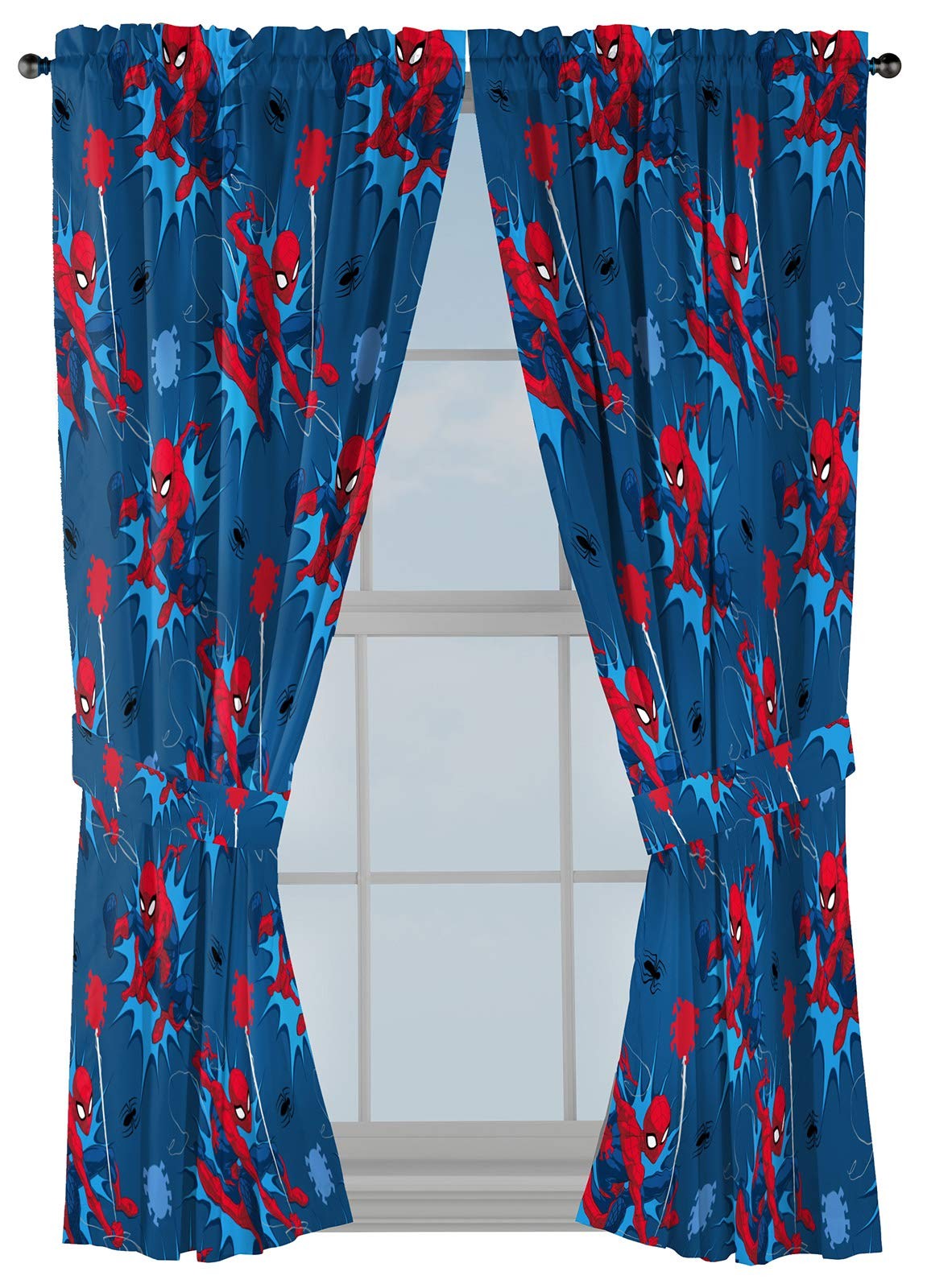 Jay Franco Kids Window Drapes – 4 42″W x 63″L (Pack of 2), Blue – Spiderman