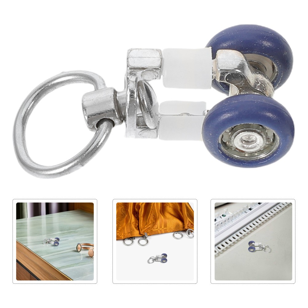 16Pcs Smooth Gliding Curtain Track Sliders Blue Stainless Steel Plastic Pulleys