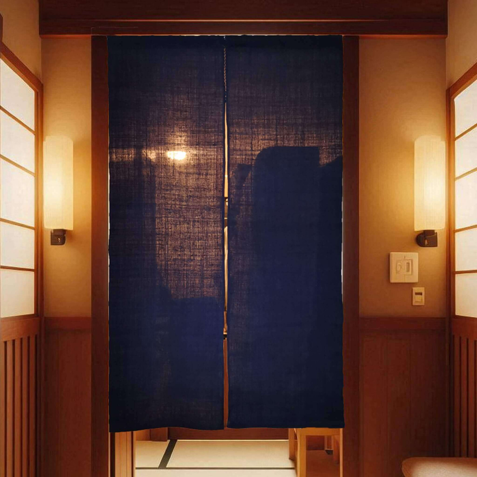 Plain Indigo Japanese Shibori Tie-Dye Hemp Ramie (あさ Asa) Noren Doorway Curtain
