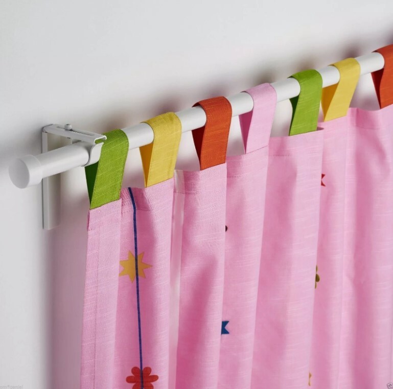 IKEA Festlig 002.423.44 Curtain Set 2 Panels Pink Floral Applique Tab Top 47×98″