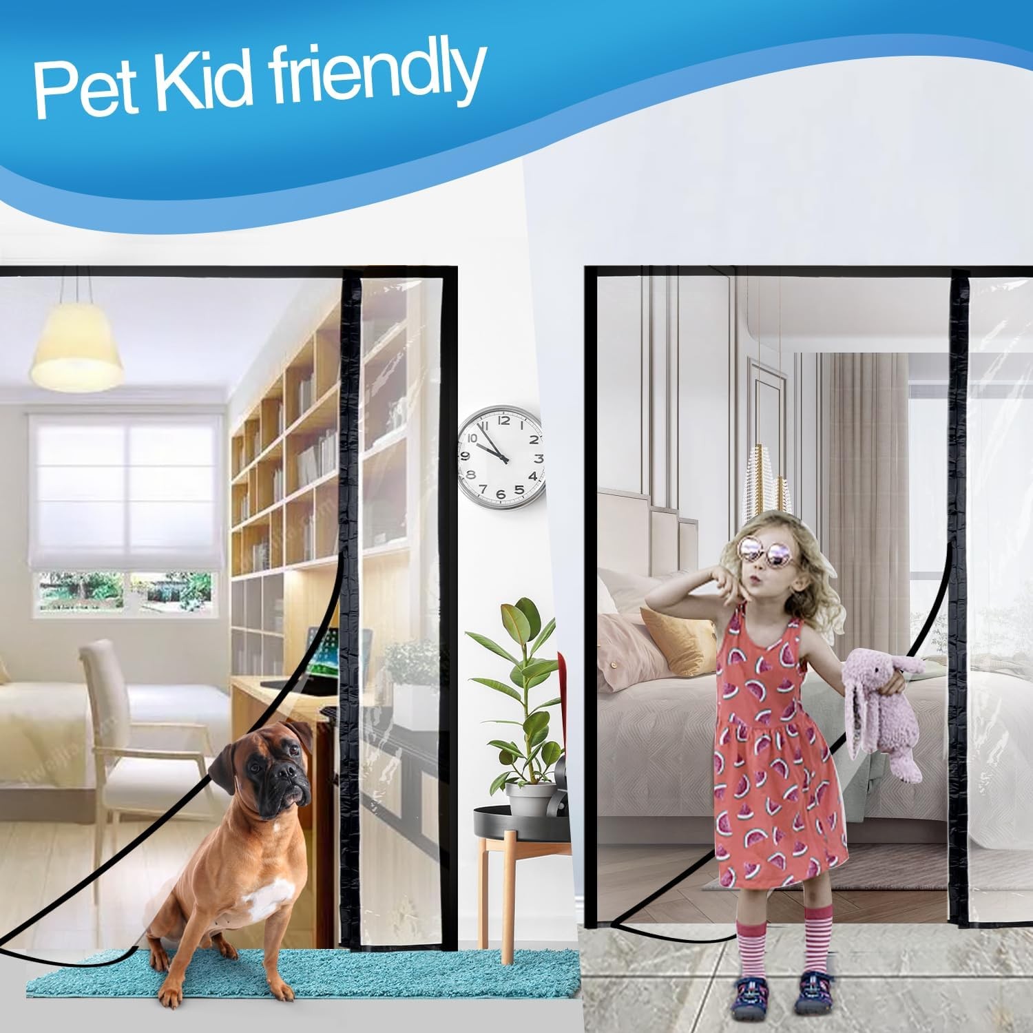 Transparent Reversible Left or Right Side Opening Insulated Door Curtain,