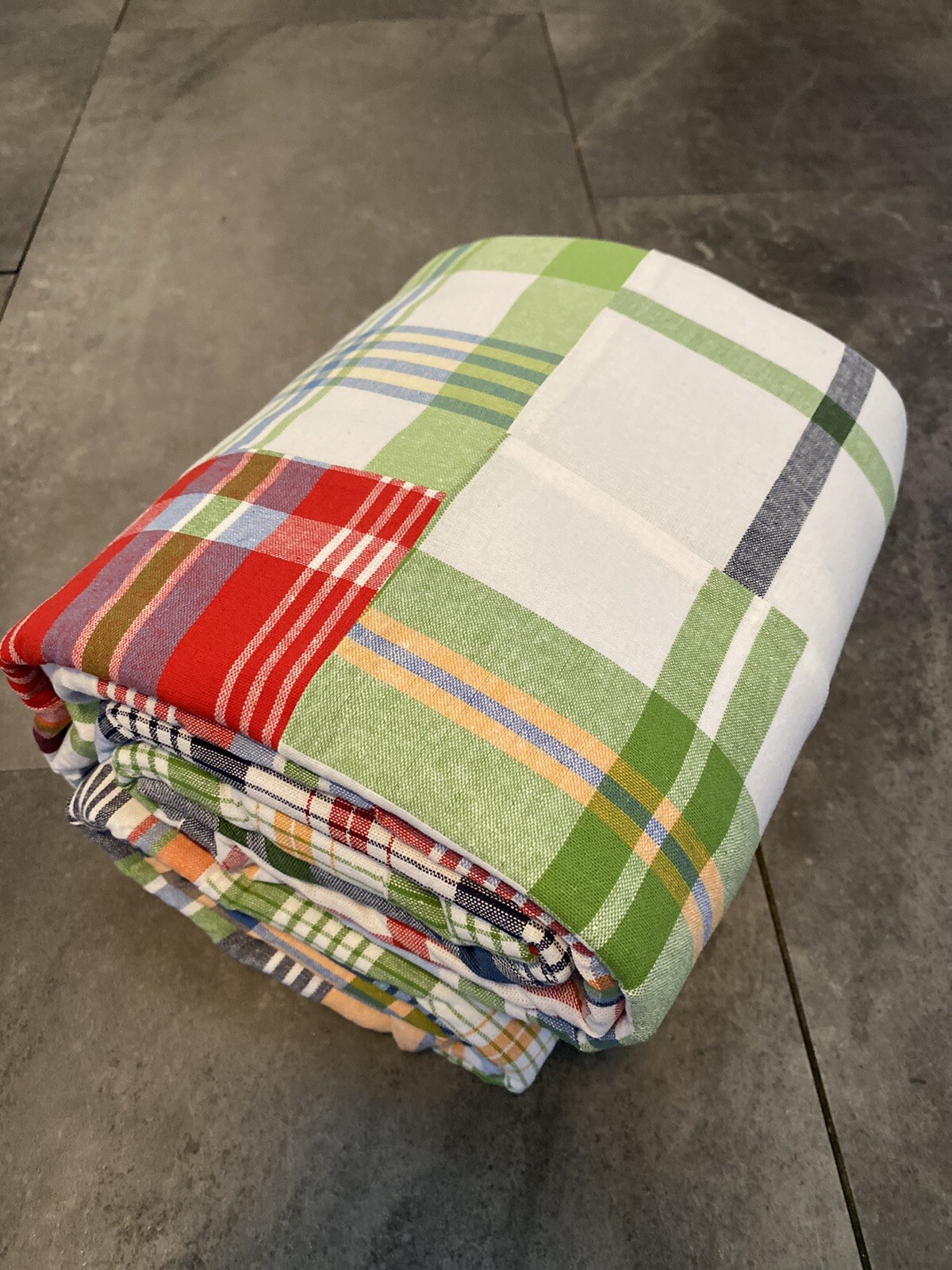 5 PAIRS POTTERY BARN KIDS MADRAS PLAID PATCHWORK COTTON BLACKOUT CURTAINS 44×63