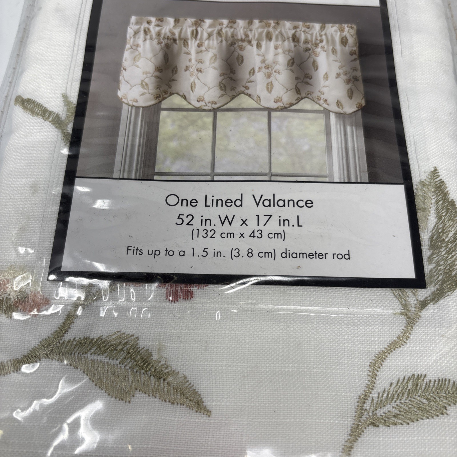 ELLINGTON, One Lined Valance 52” x 17” EMBROIDERED FLORAL