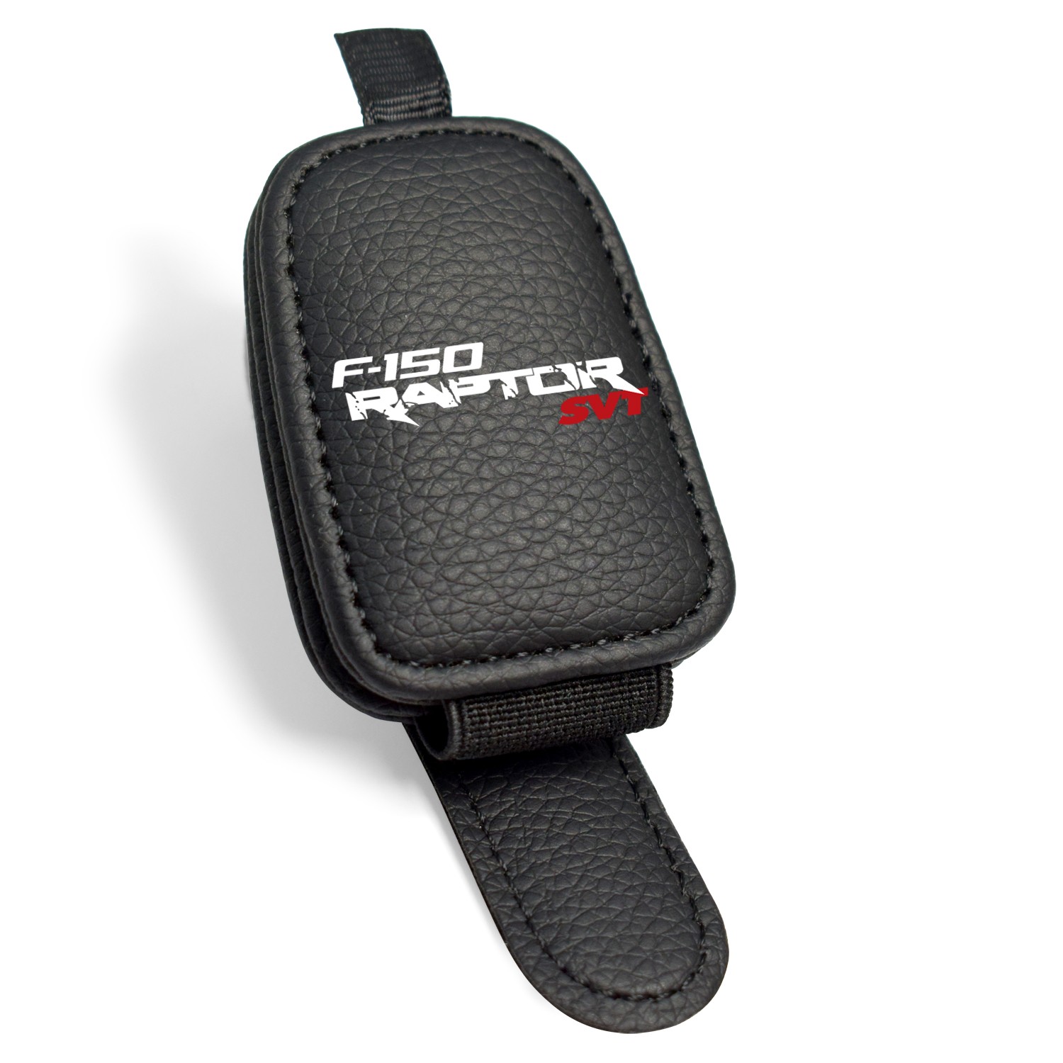 Ford F-150 Raptor SVT Rectangle Black Leather Magnetic Sunglass Sun Visor Holder