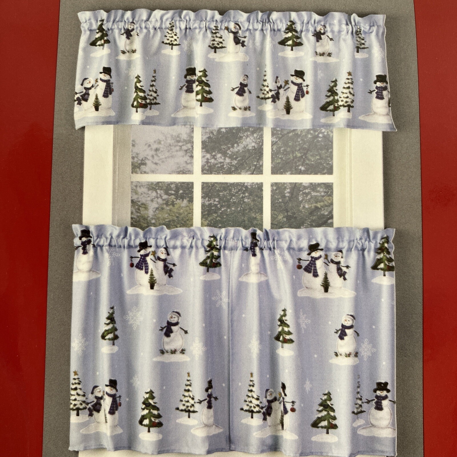 SNOWMAN CURTAIN VALENCE HOLIDAY WINTER WONDERLAND 58”W X 13”L