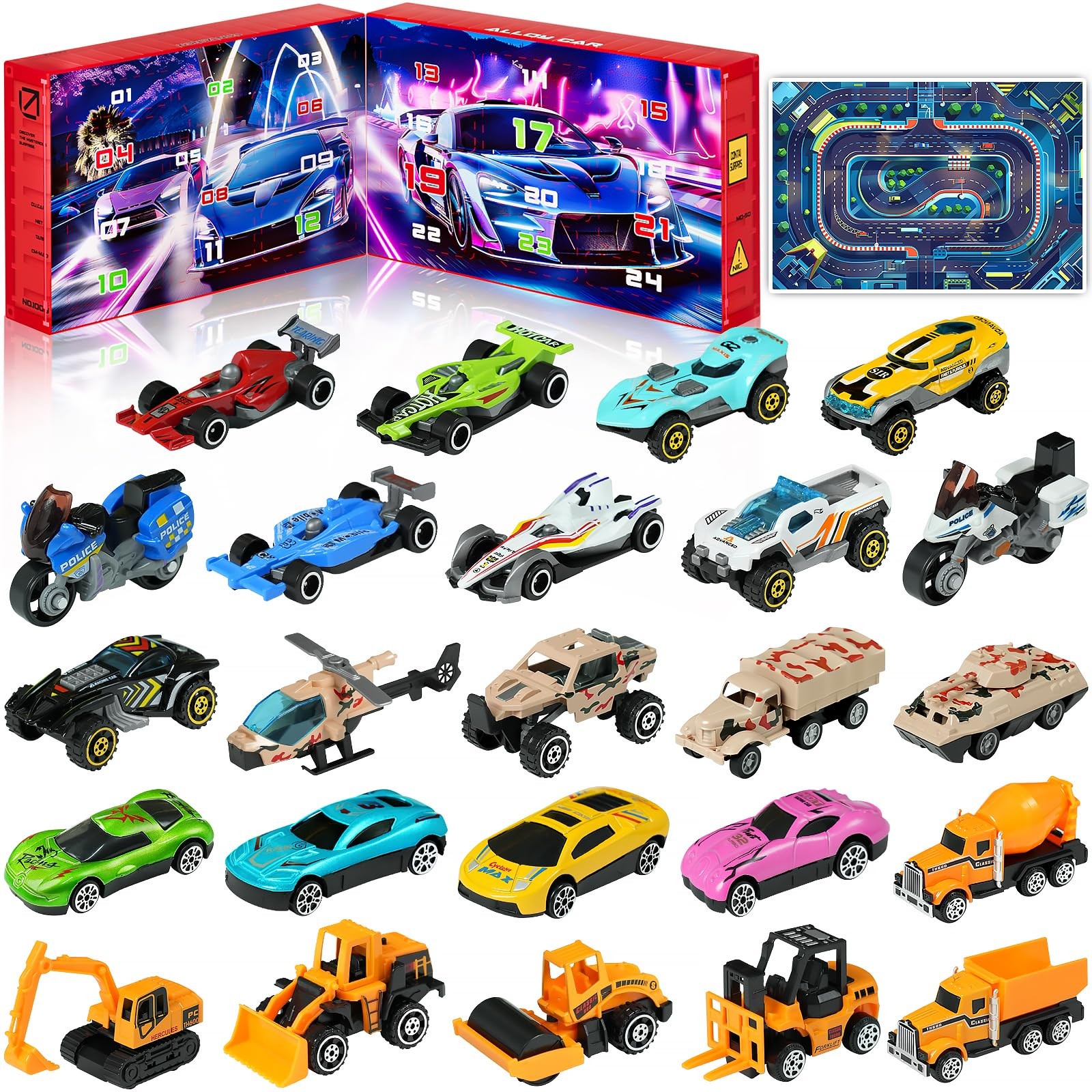 Advent Calendar 2025 for Kids Stocking Stuffer Toy Cars with 24 Different Alloy