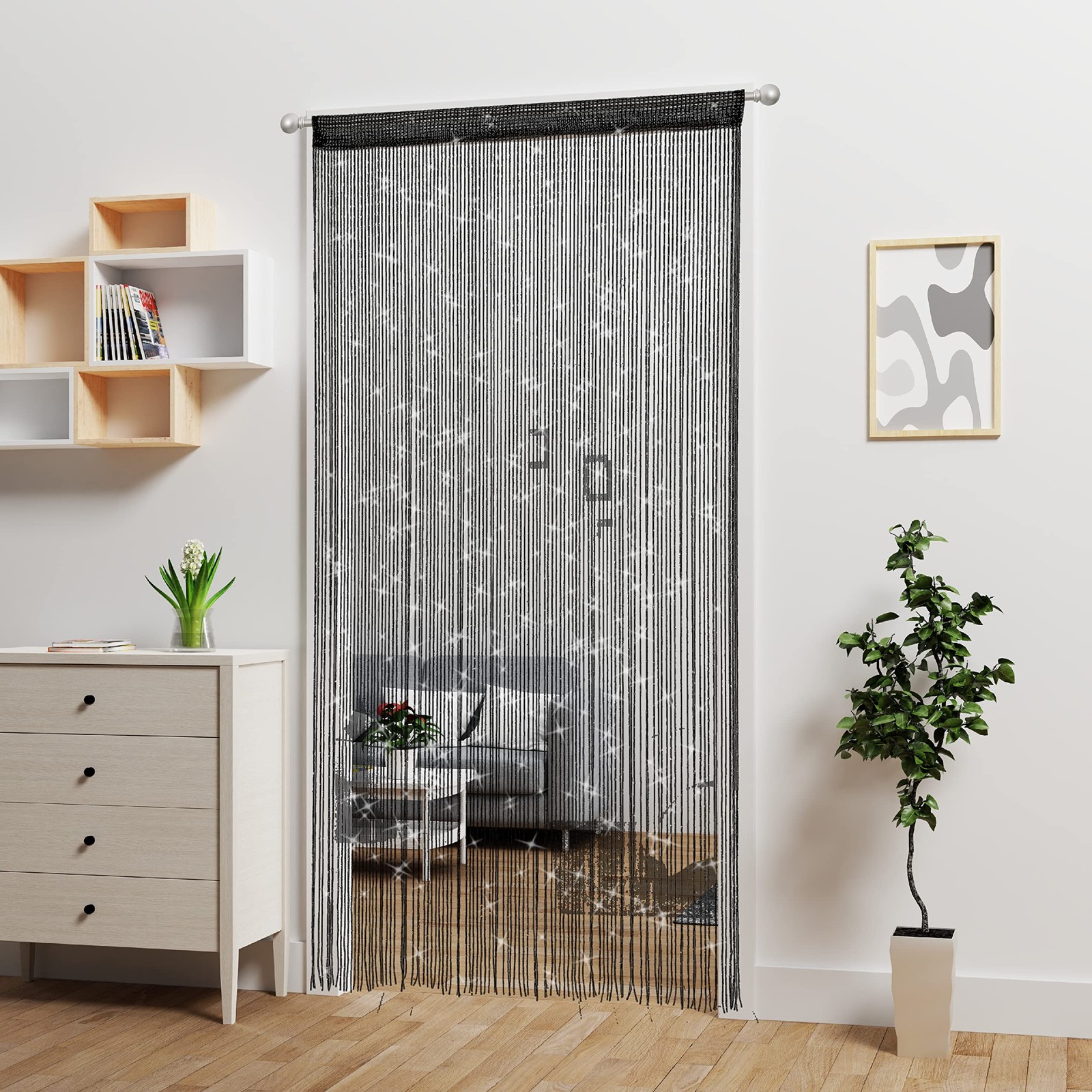 Door String Curtain Beaded Hanging Room Divider Curtain for Closet Windows Doors