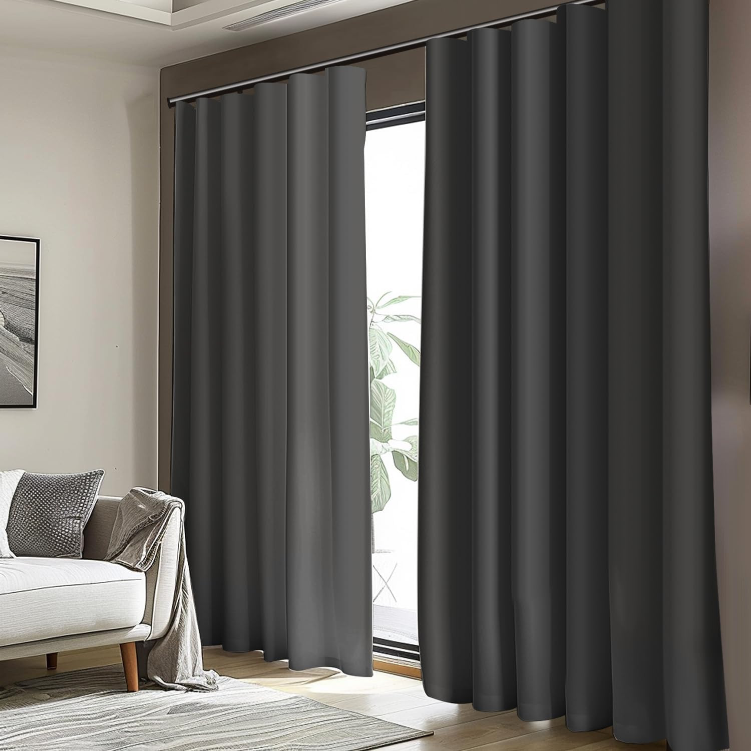 Room Divider Curtains, Blackout Ceiling Track Curtains with Hooks Wall Dividers