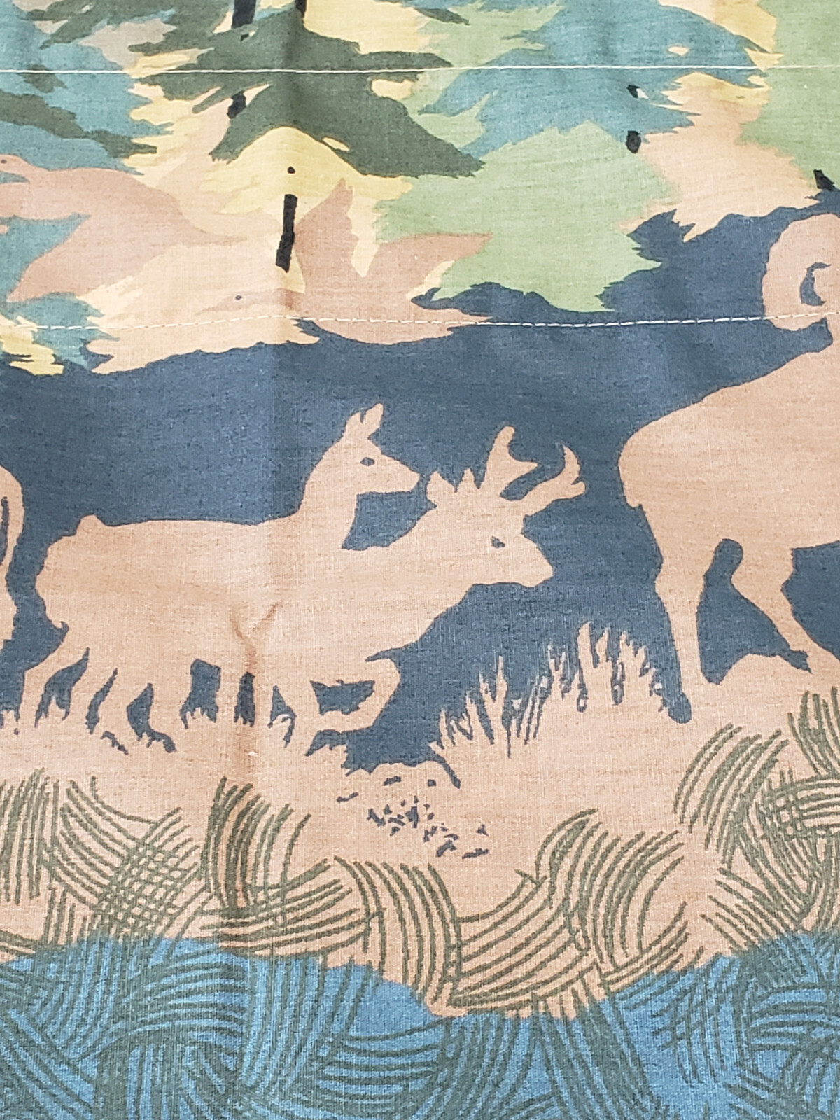 Hollander Valance Mountain Elk Buffalo MCM Bear Ram Made In USA 87 X 17.5 in