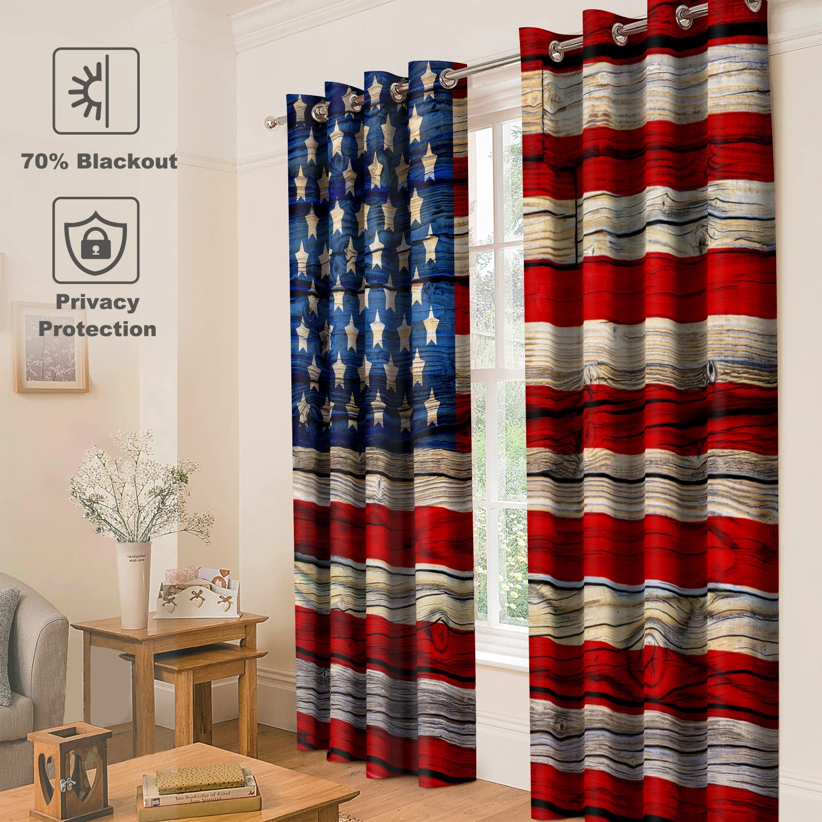 Jekeno American Flag Blackout Curtains United States Flag Independence Day Pa…