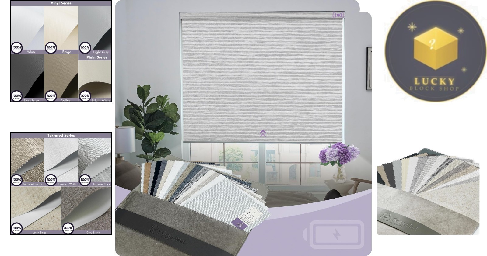 Cordless Blackout Roller Fabric Samples 60″x60″ for Home & Office |