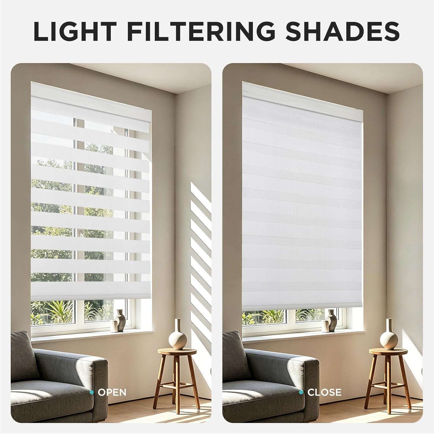 20″W x 48″H Cordless Zebra Blinds – Eco-Friendly & Fade Resistant