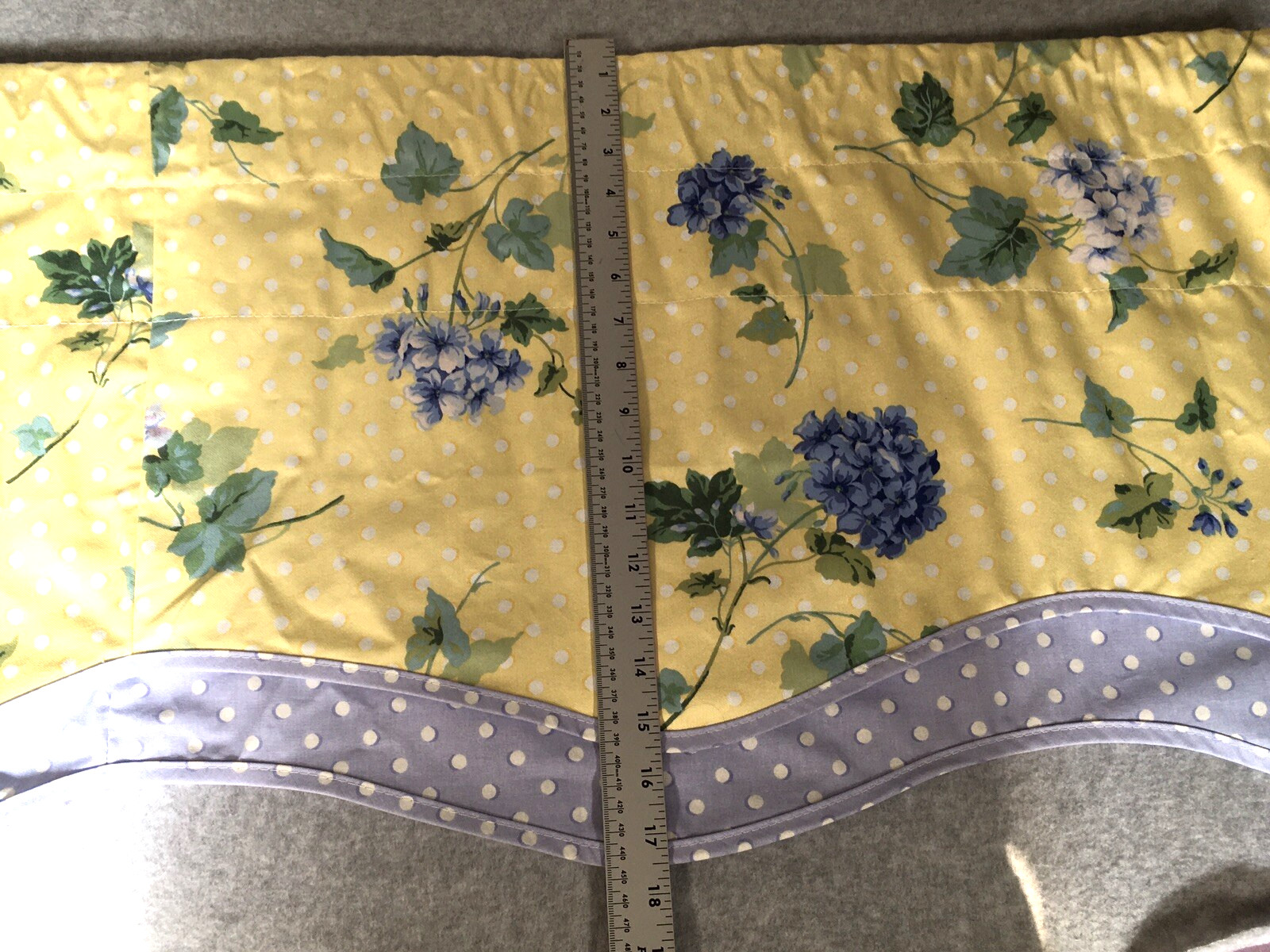 Waverly Valance Blossom Hill Hydrangea Yellow Blue Valance Dots 76 x 17 Cottage