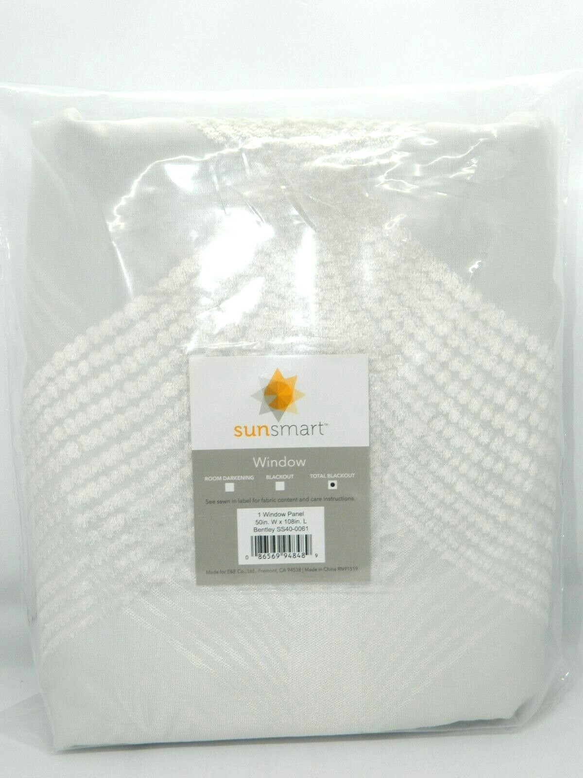 Sunsmart 108″ x 50″ Byron Ogee Knitted Jacquard Blackout 1 Curtain Panel Ivory