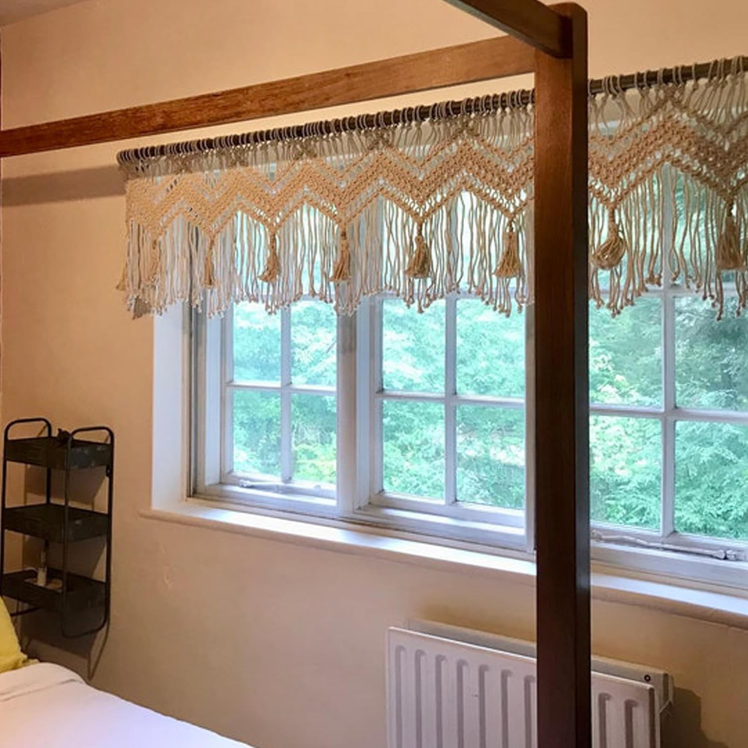 Macrame Valance Curtain for Kichen Windows 35.43×23.62inch Farmhouse Boho Cur…