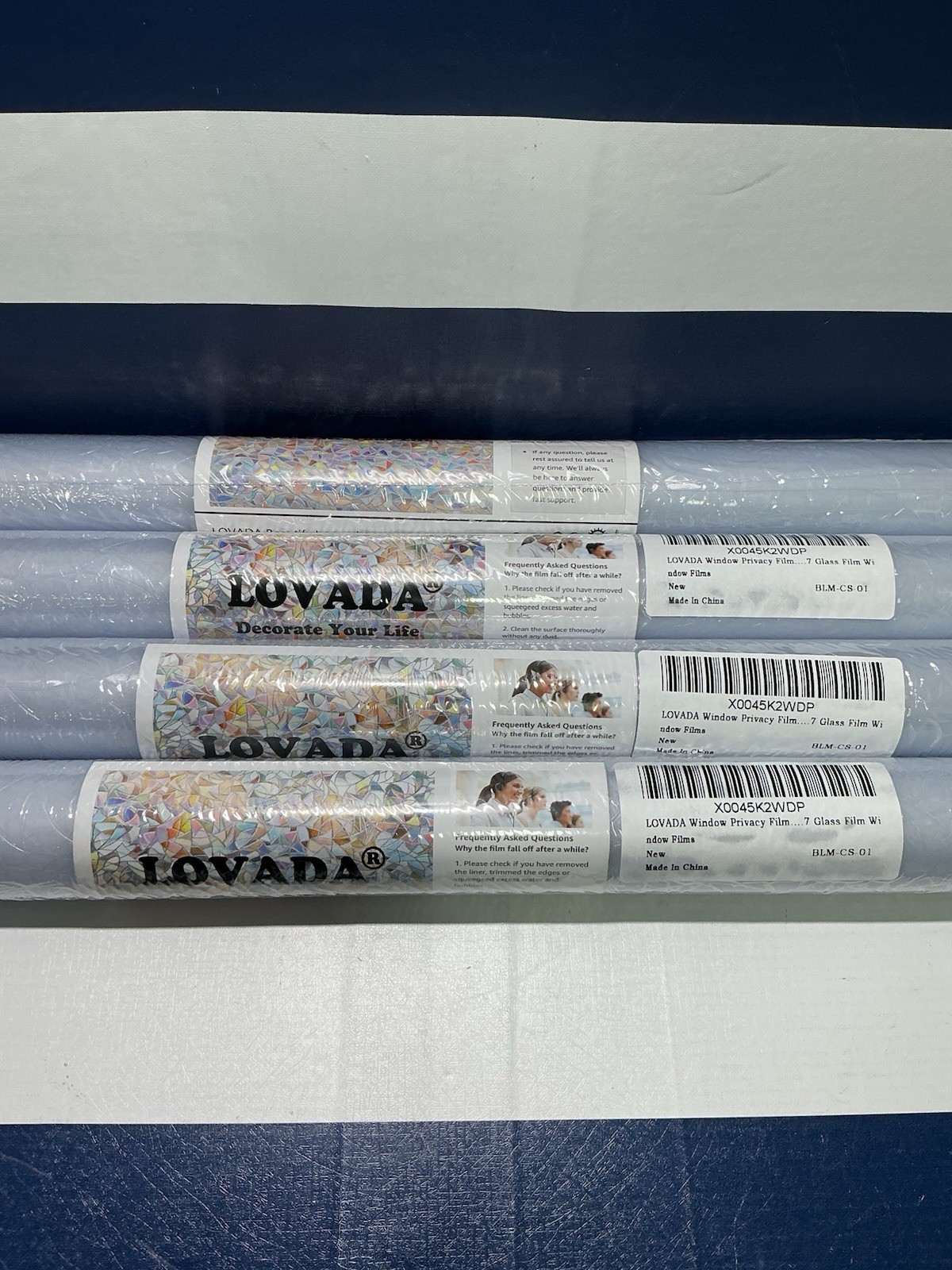 4 Rolls Rainbow Window Cling Privacy Film Static, 78.7”x17.5” Per Roll, Stained