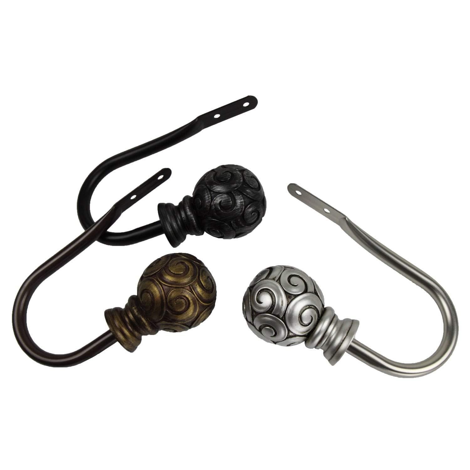 InStyleDesign Lux Curtain Holdback and Finial Set – n/a Satin Nickel Nickel Fini