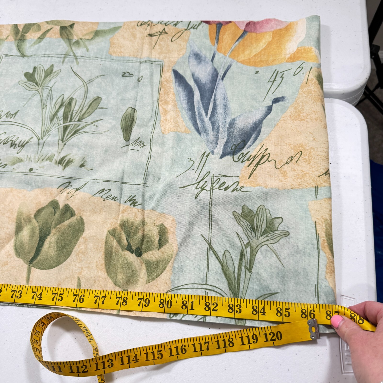 vintage croscill valance curtain green floral plants blend 17×87 usa y2k 90s