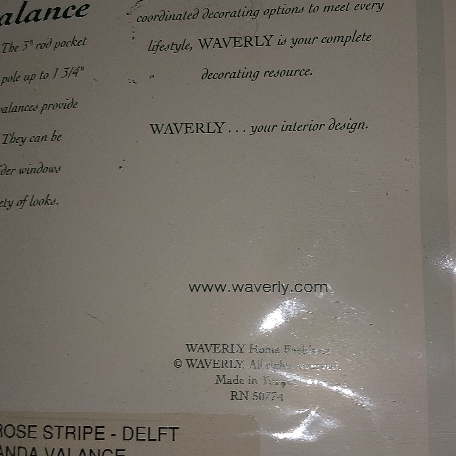 Waverly Delft Amanda Window Valance Melrose Striped Blue White Tan 79 W x 16 L