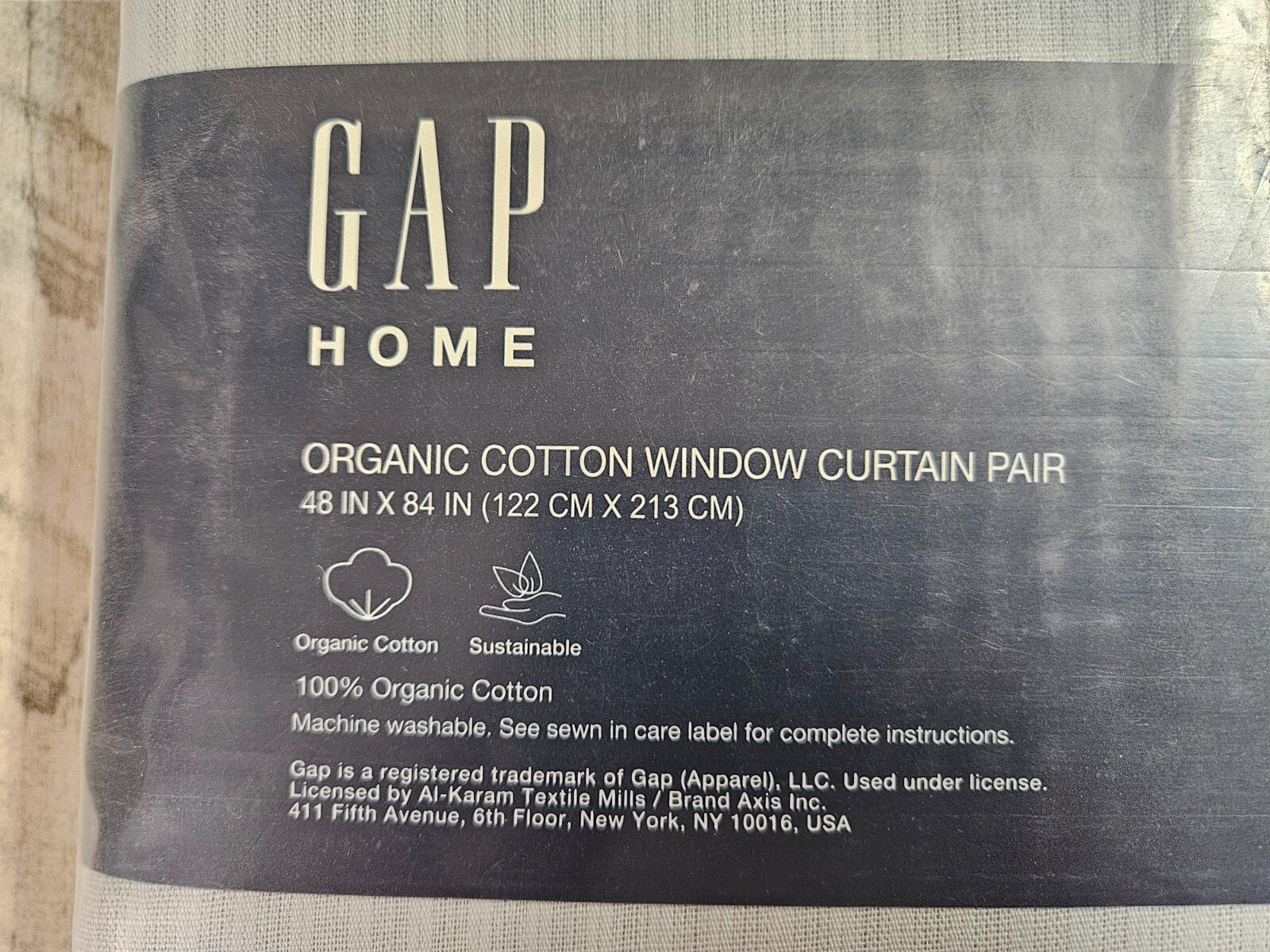 GAP HOME ORGANIC COTTON SHEER DOBBY DYED GRAY WINDOW CURTAIN PAIR 48×84