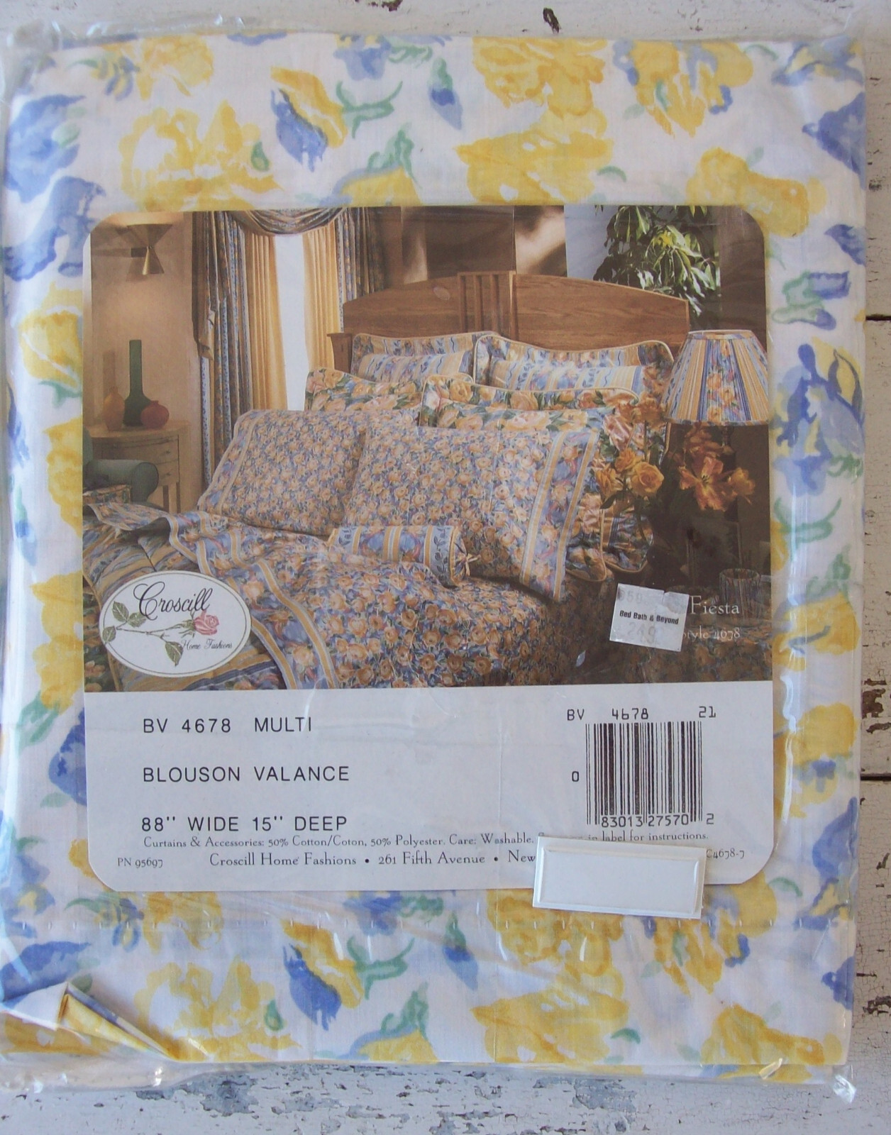 Croscill Fiesta Floral Blouson Valance~Cotton/Poly~88”x 15”~NEW~3 Available