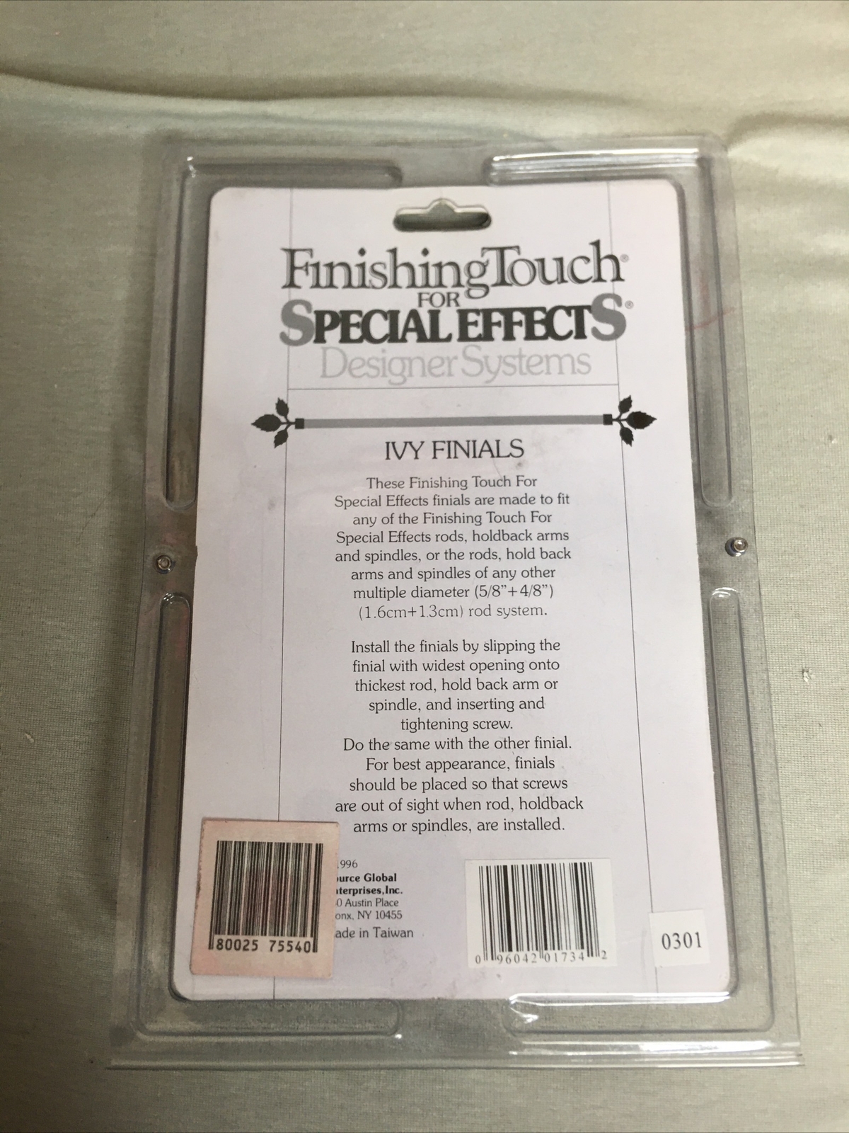 Finishing Touch for Special Effects Designer Systems Ivy Finials 1995 New a259