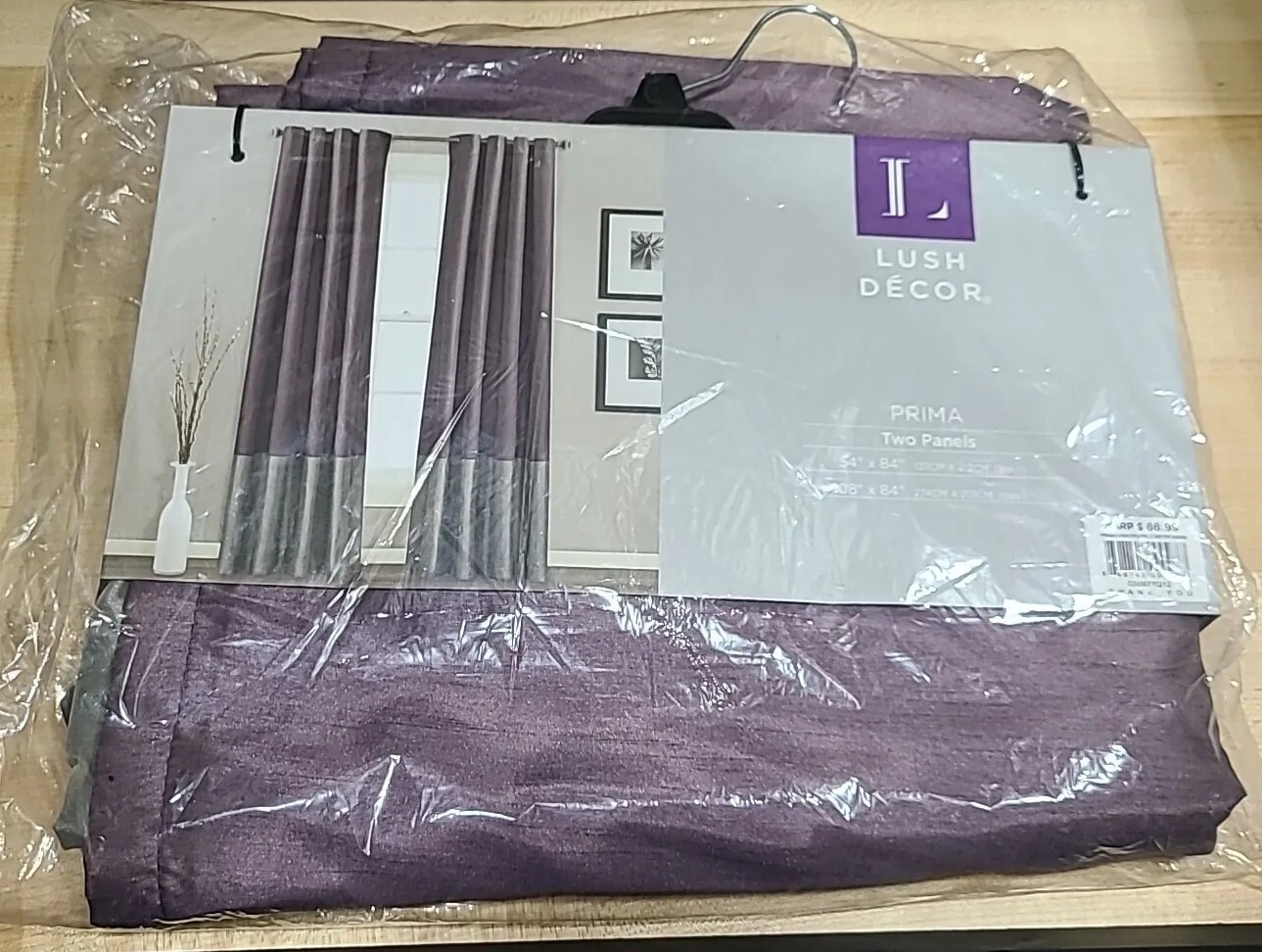 Lush Decor Prima Purple and Gray Two Panels Curtain 108″x84″ Or 54″x84″ Each New