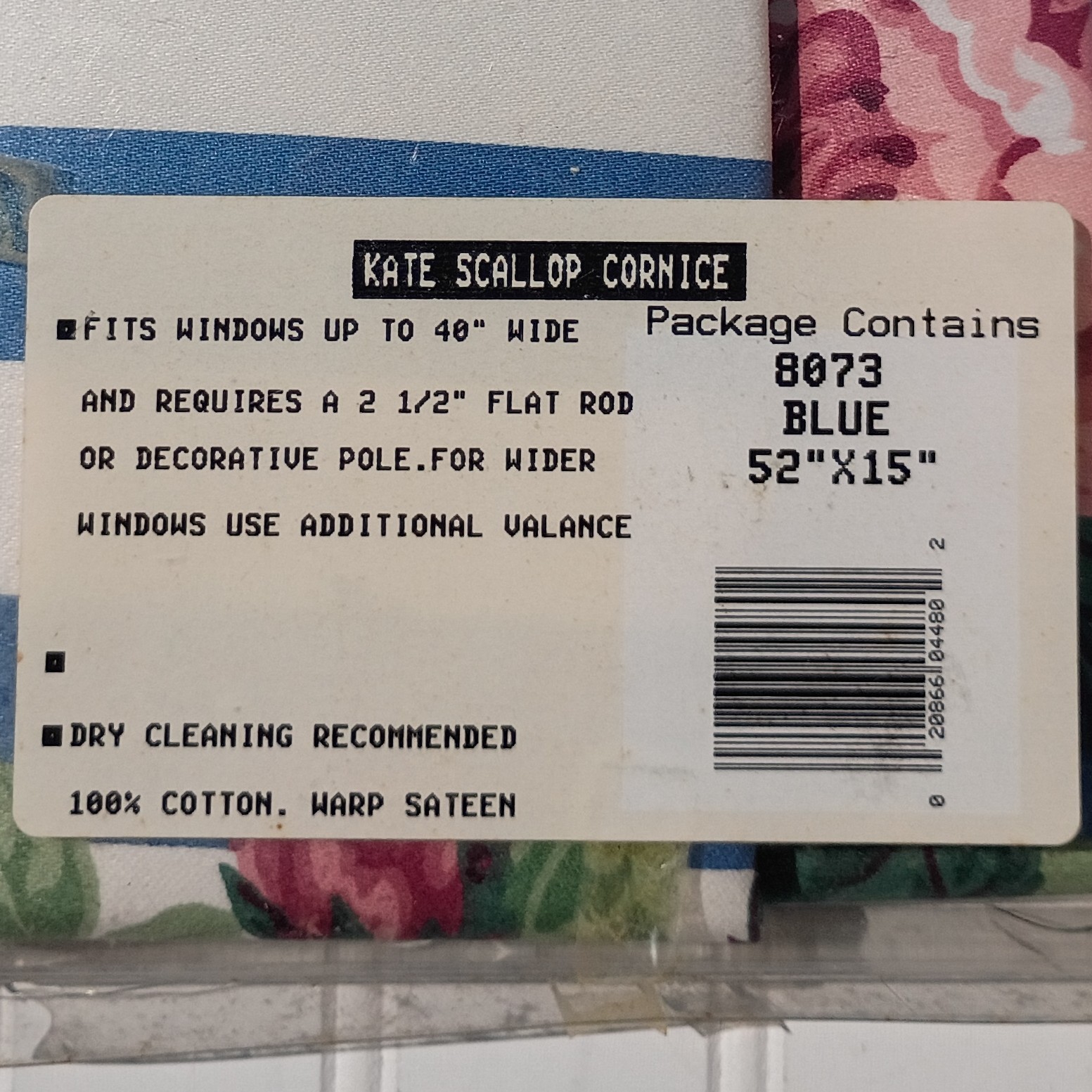 CURTRON Curtain Valance Elegant Creations Scalloped Kate Rose Blue Stripe 90s