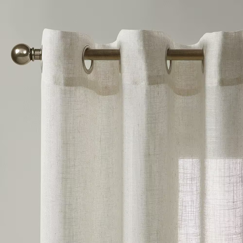 Valencia Natural Linen Blend 40 In. W X 84 In. L Grommet Light Filtering Curtain