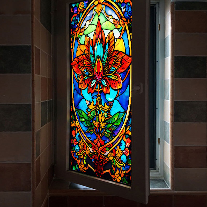 40*100/45*120cm Colorful Stained Glass Film Modern Art European Decor Privacy