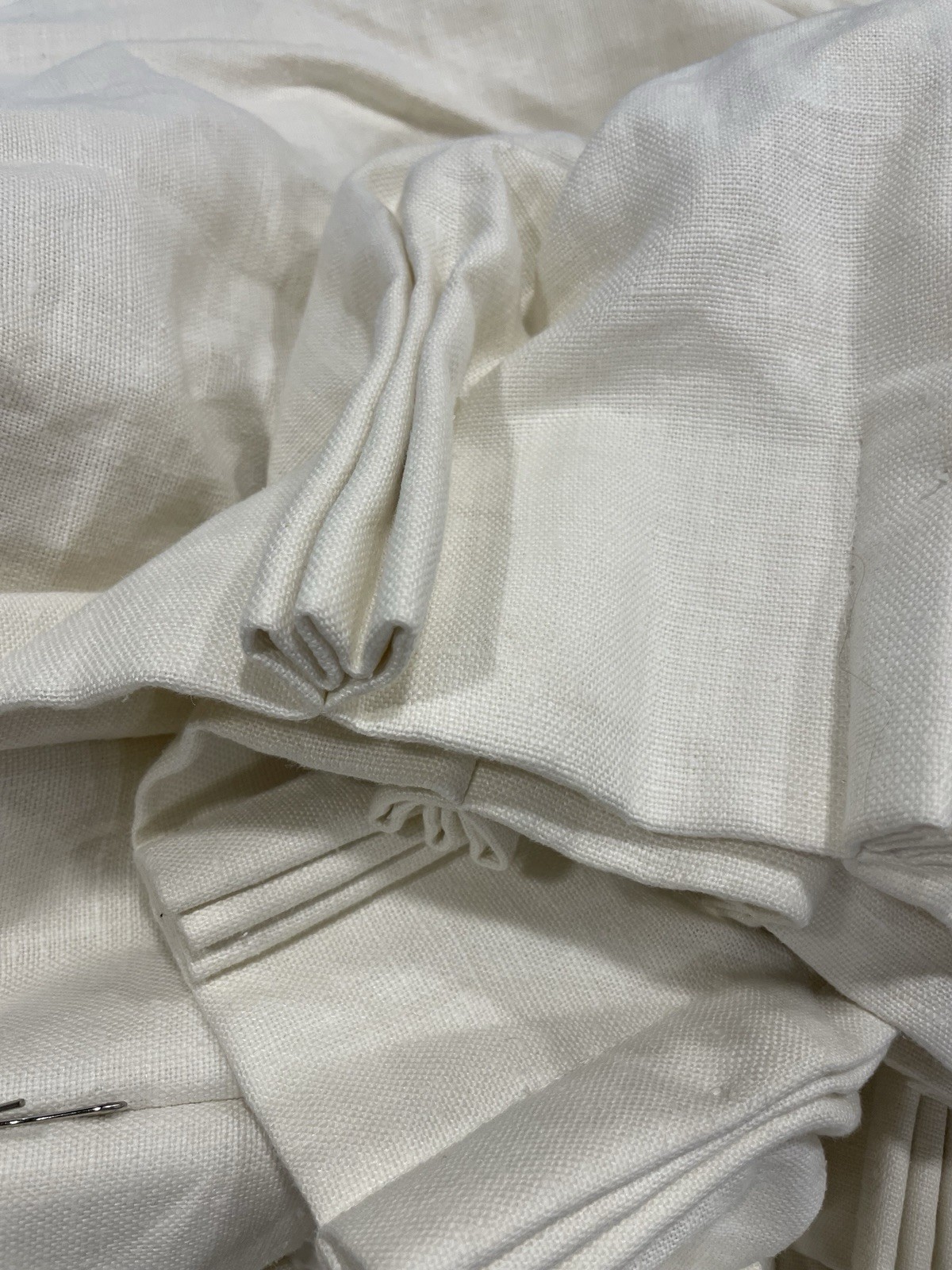 The Shade Store Ecru Ivory Linen Pinch Pleat Curtain Panel 96×102 Pair