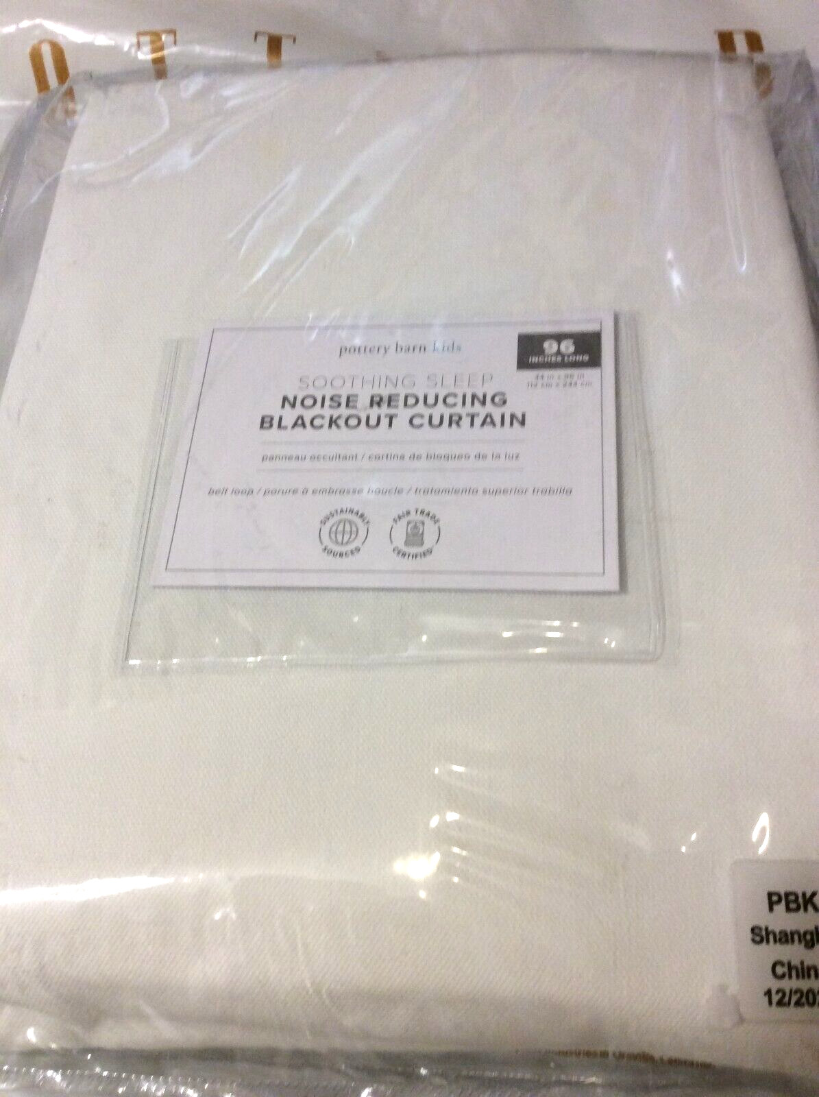 Pottery Barn Kids Soothing Sleep Noise Reducing Blackout Panel 44×63 White NWT!