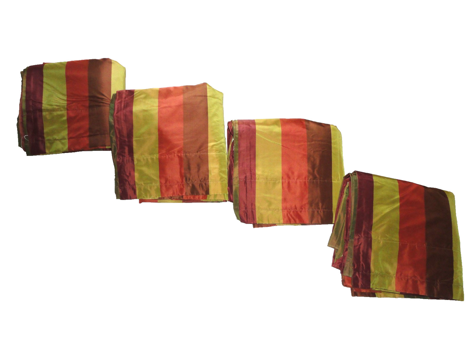 HOME SILKS SIENNA MAHOGANY GREEN WINE bronze STRIPE (4) curtains panels 49X83