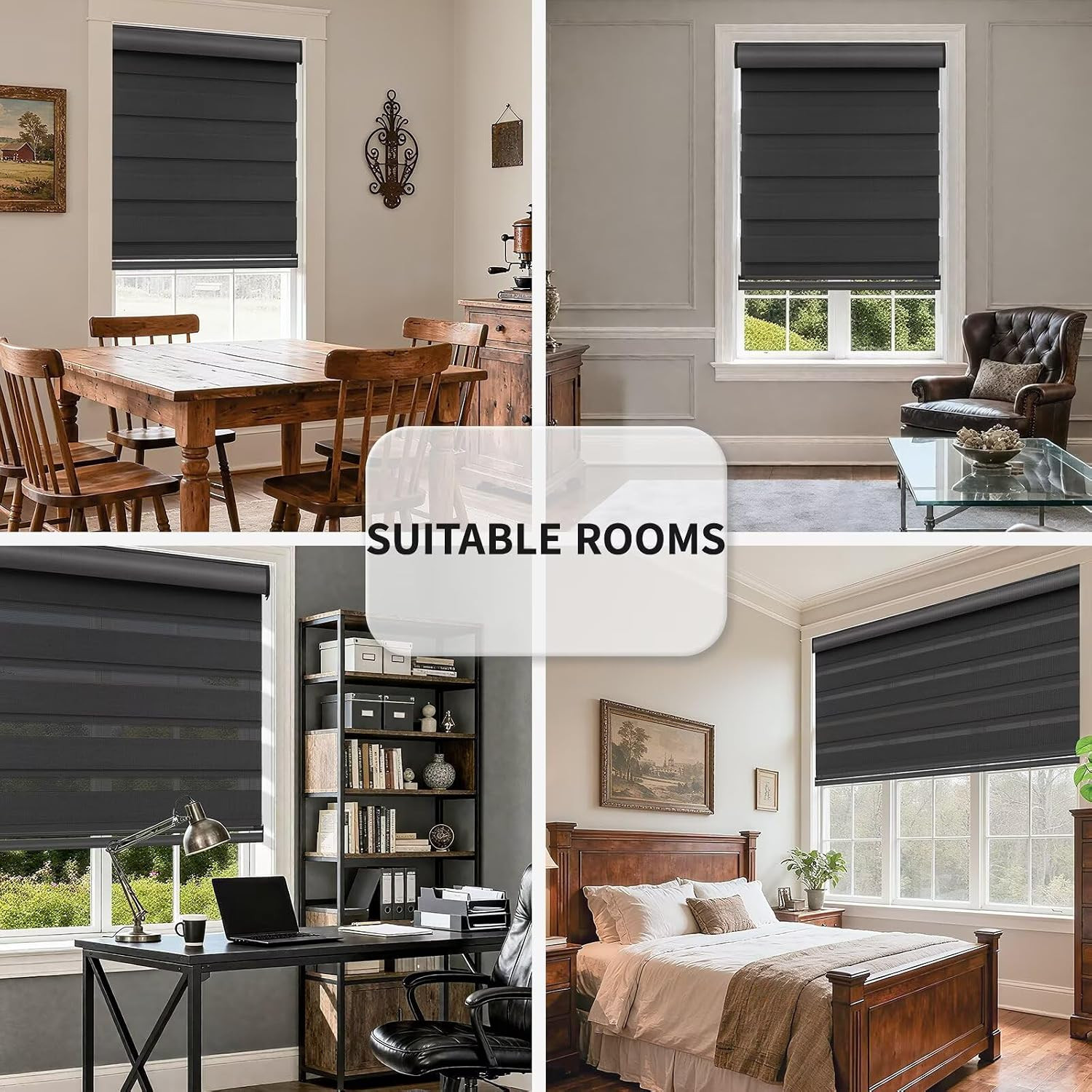 Cordless Zebra Blinds with Free-Stop Function – Dual Layer Light Filtering & Pri