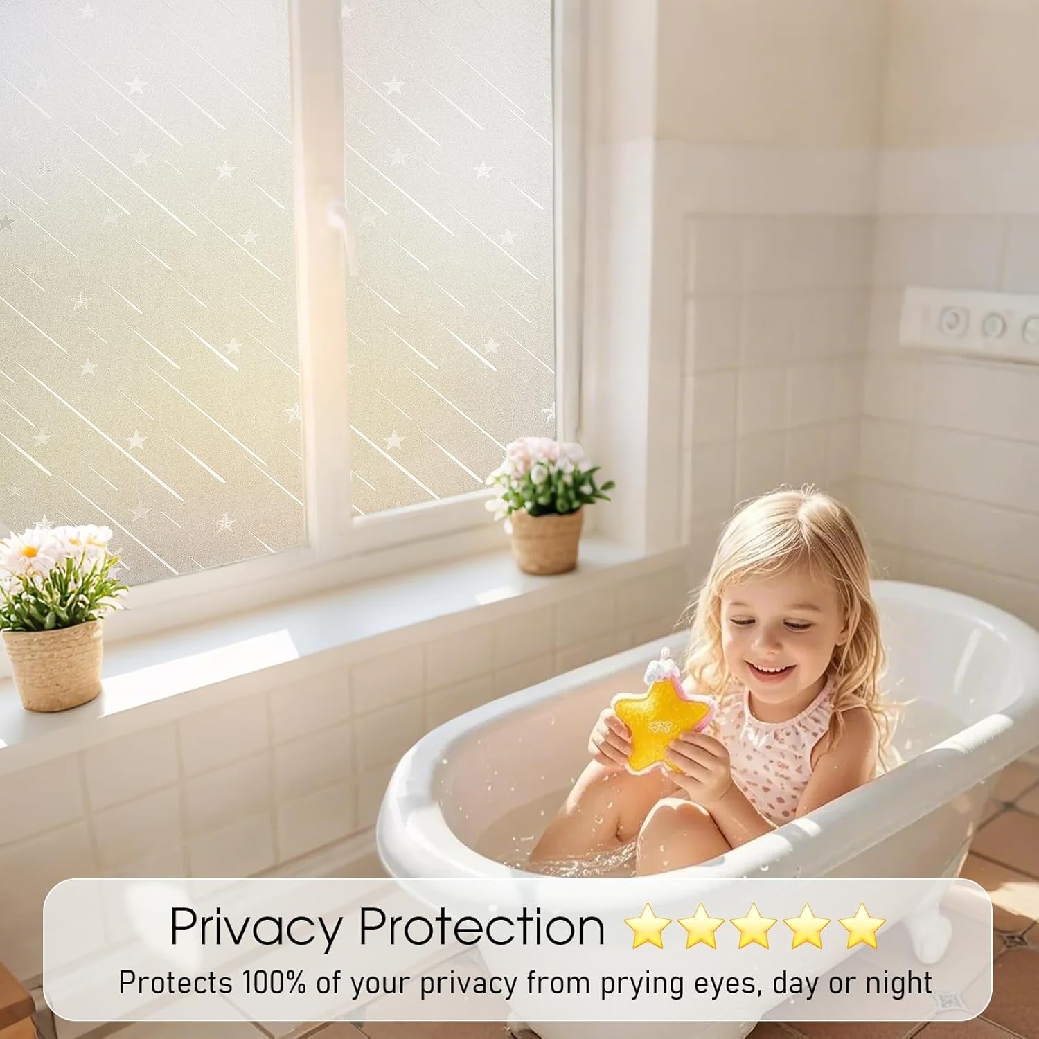 17.5 x 78.7 Inch Decorative Opaque Removable Static Cling Sun Heat Window Film